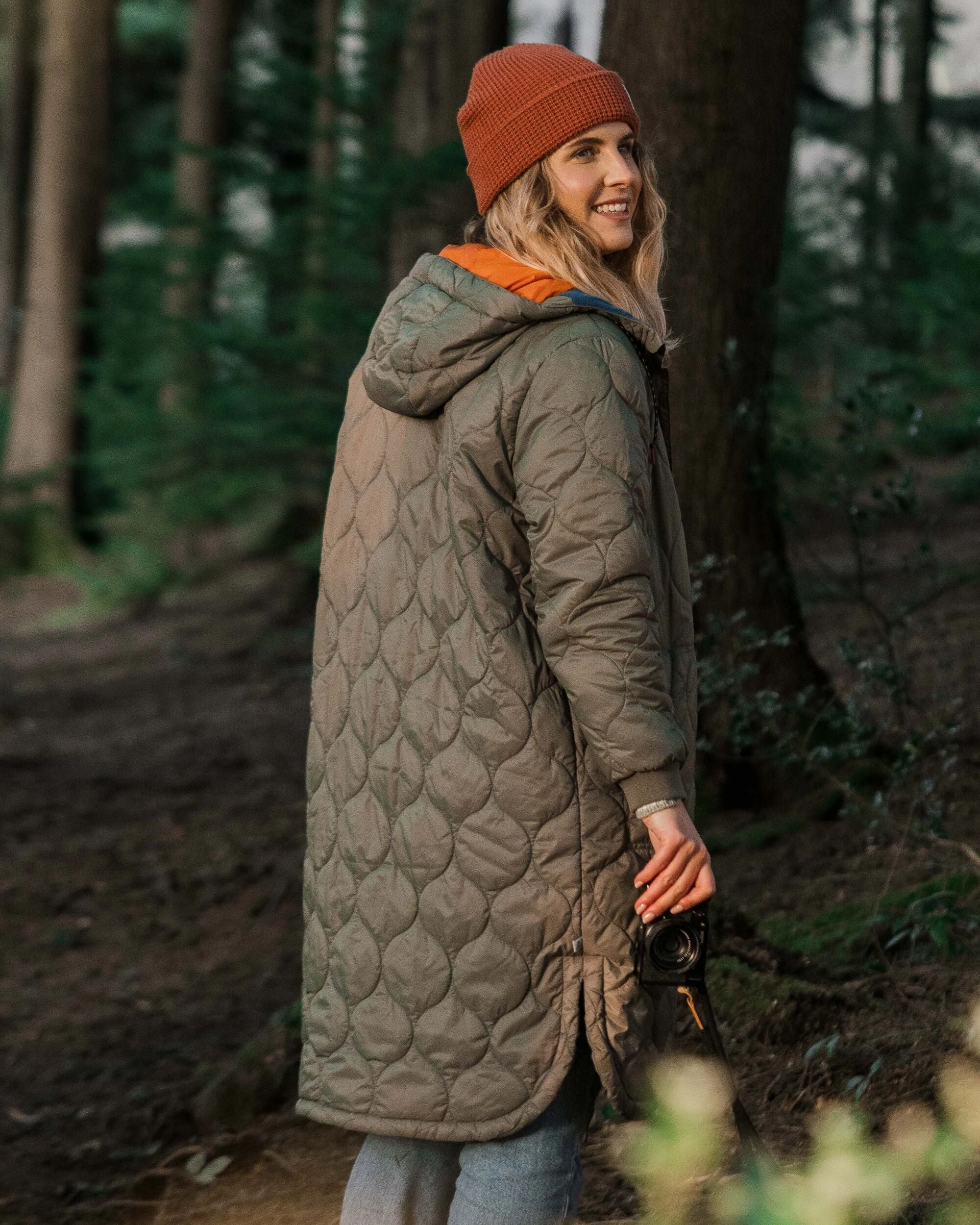Flora Long Insulated Parka - Dusty Olive - Lifestyle