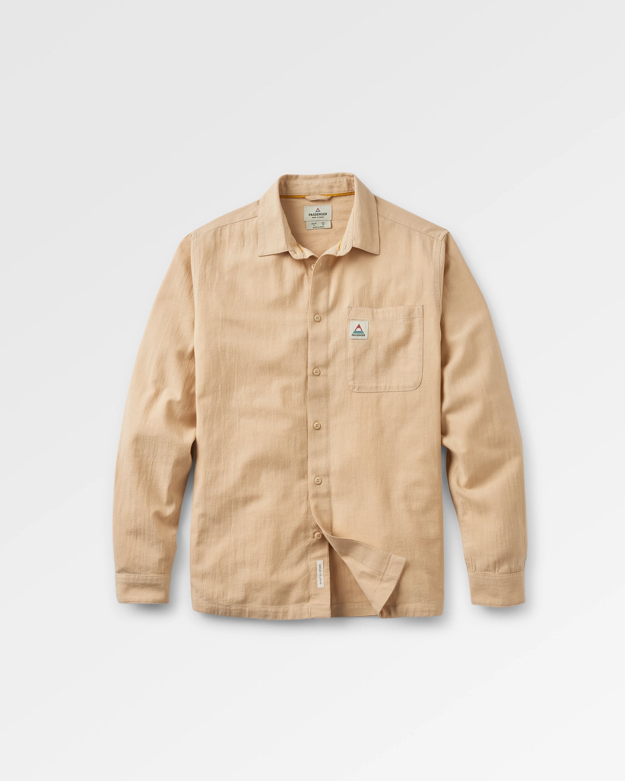 Arica Textured Organic Cotton Shirt - Stone - Flatlay