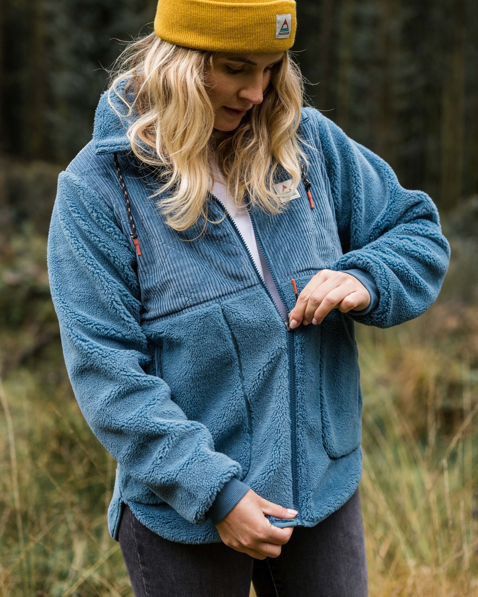 Awaken Recycled Deep-Pile Sherpa Fleece - Washed Blue - Lifestyle