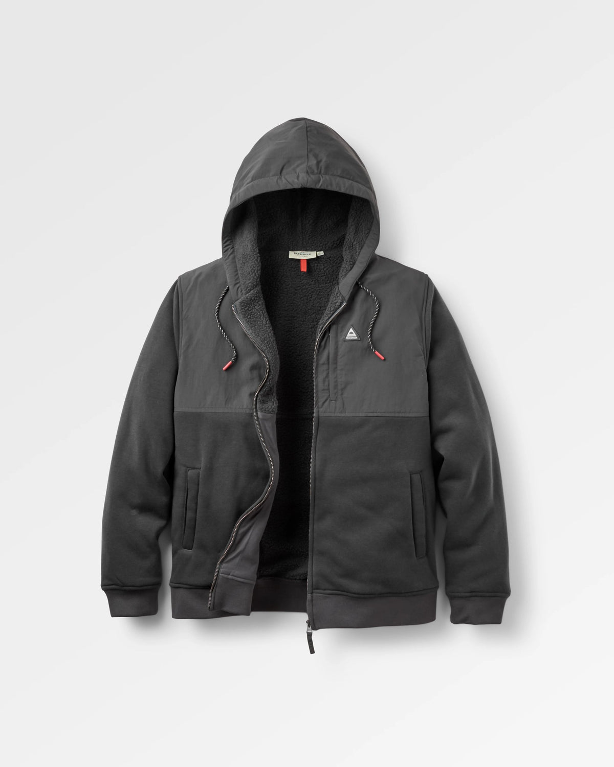 Tidal Full Zip Fleece Lined Hoodie - Faded Black - Flatlay