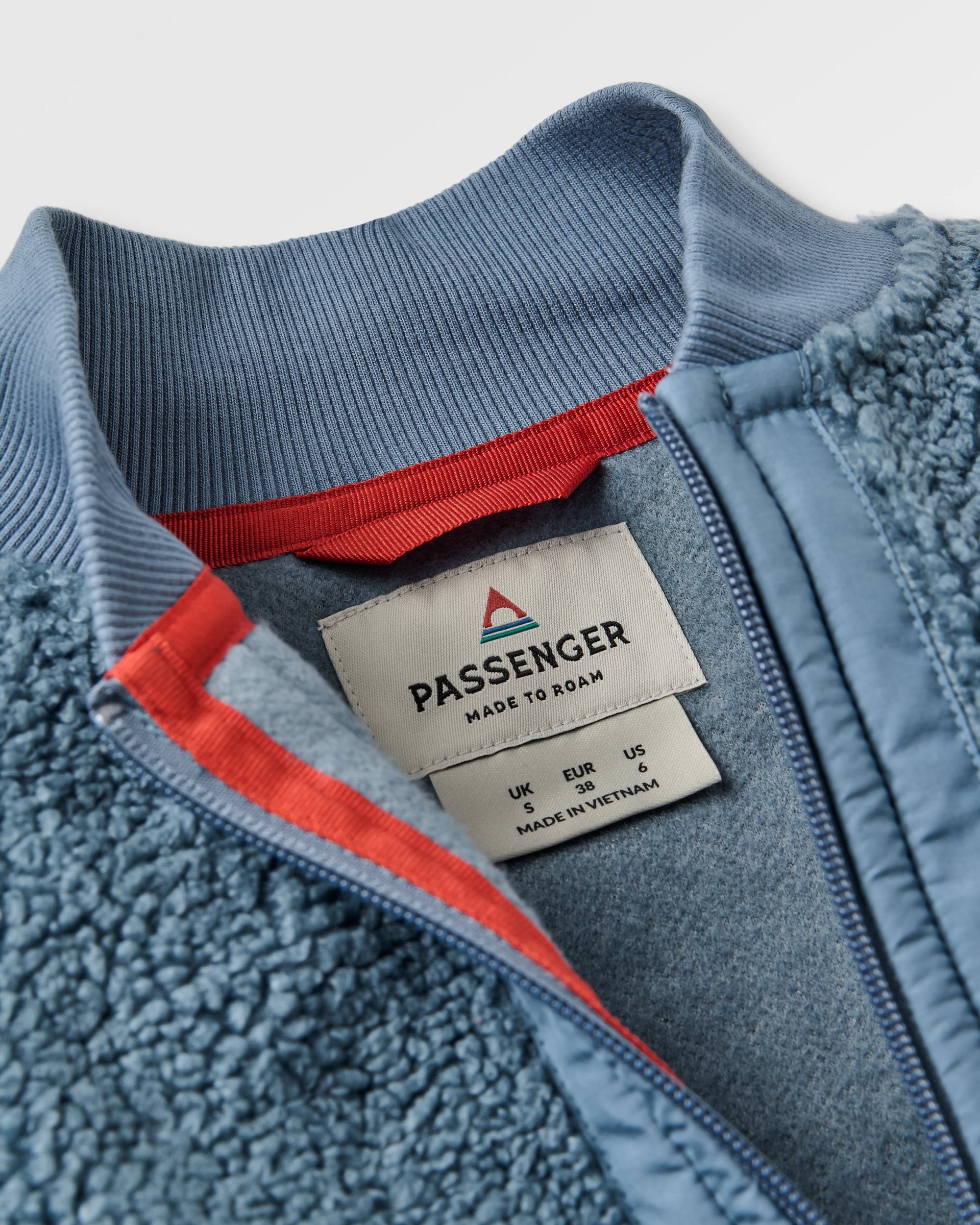 Lucia Recycled Sherpa Fleece - Stormy Blue - Flatlay