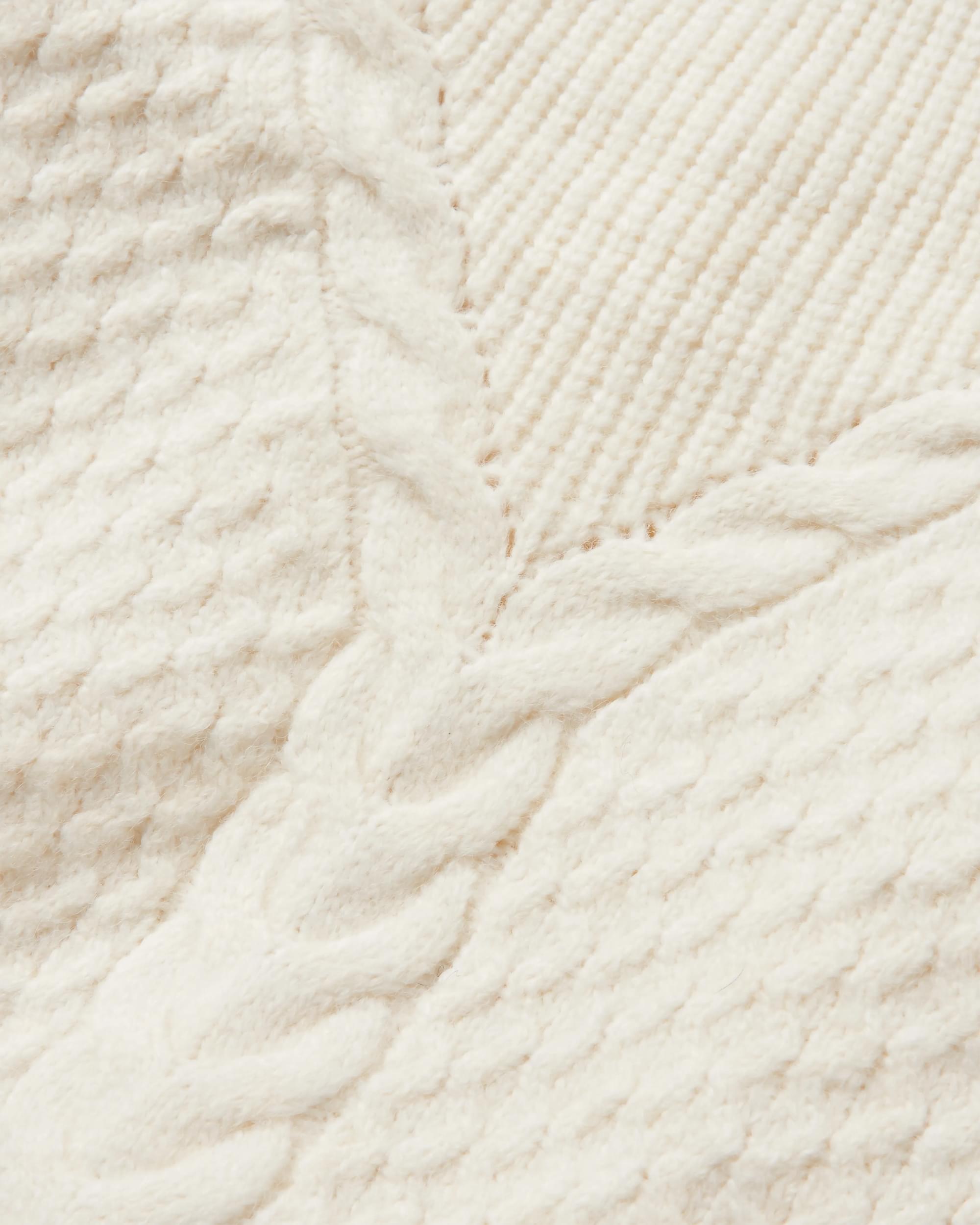 Cozy Cable Recycled Knitted Jumper - Off White - Flatlay