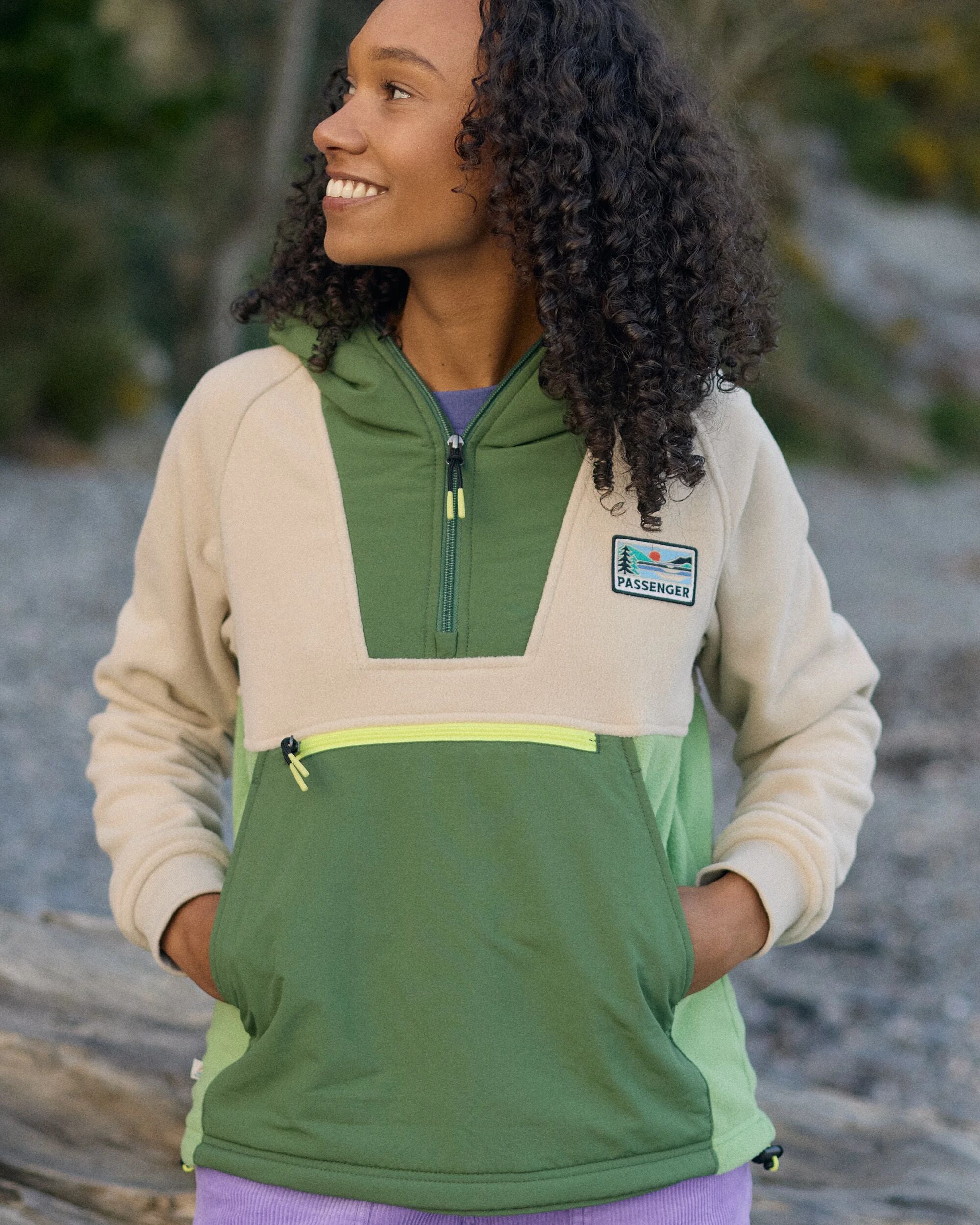 Alexander Recycled Hooded Polar Fleece - Feather/Wild Green - Lifestyle