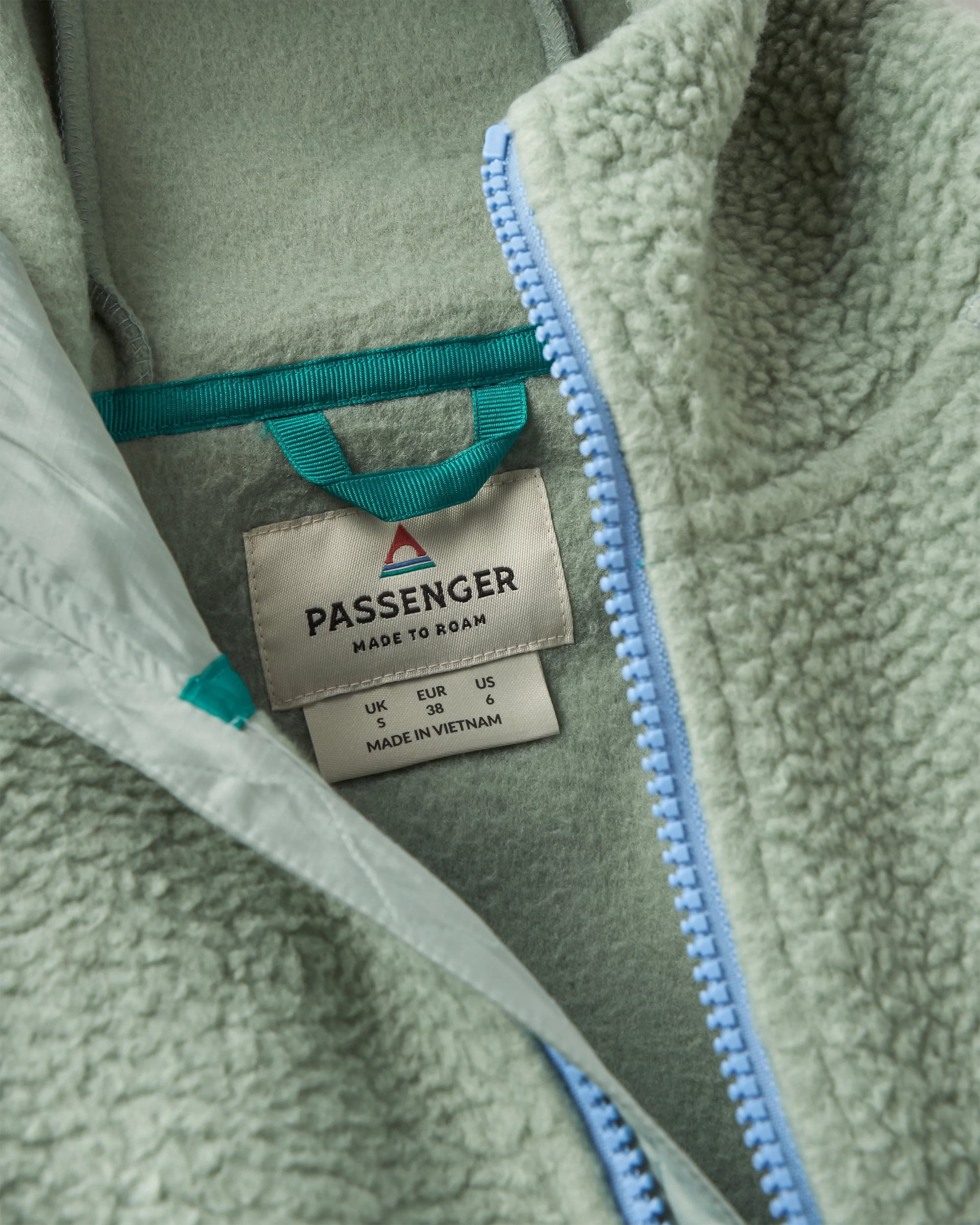 North Coast Full Zip Recycled Sherpa Fleece - Pistachio - Flatlay