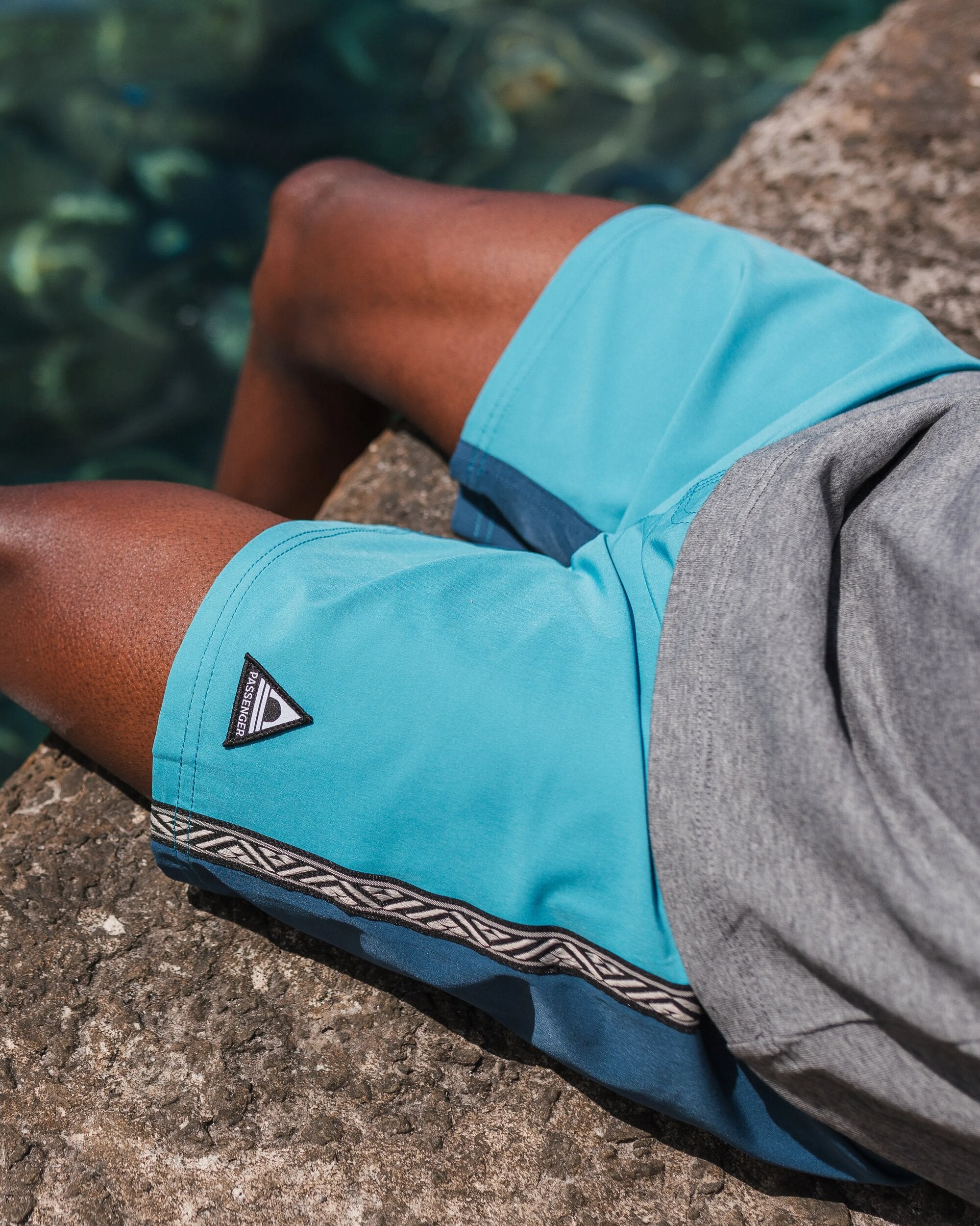 Hollow Recycled Boardshort - Blue Pool - Lifestyle
