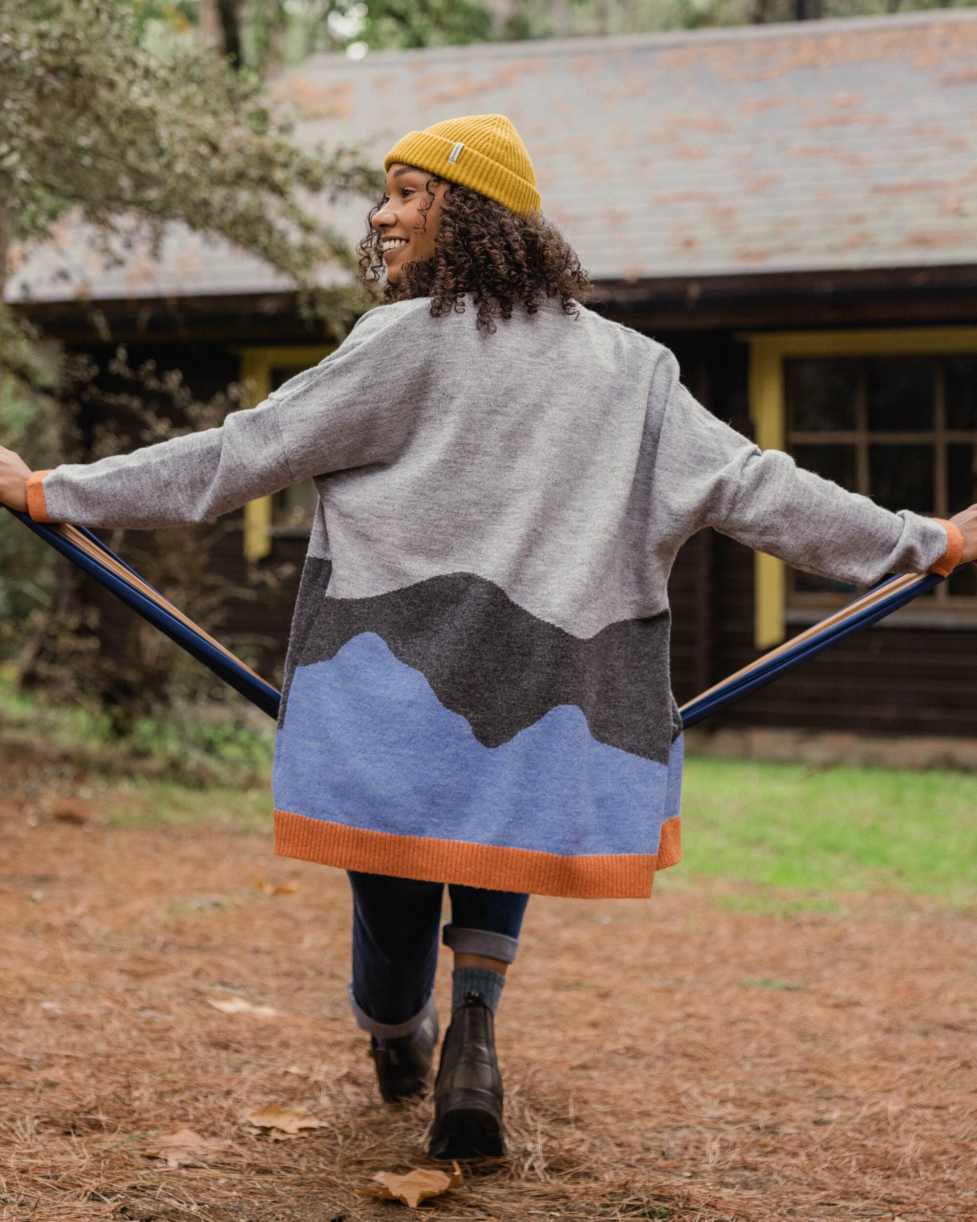 Scenic 'Light' Long Knitted Cardigan - Scenic Grey - Lifestyle