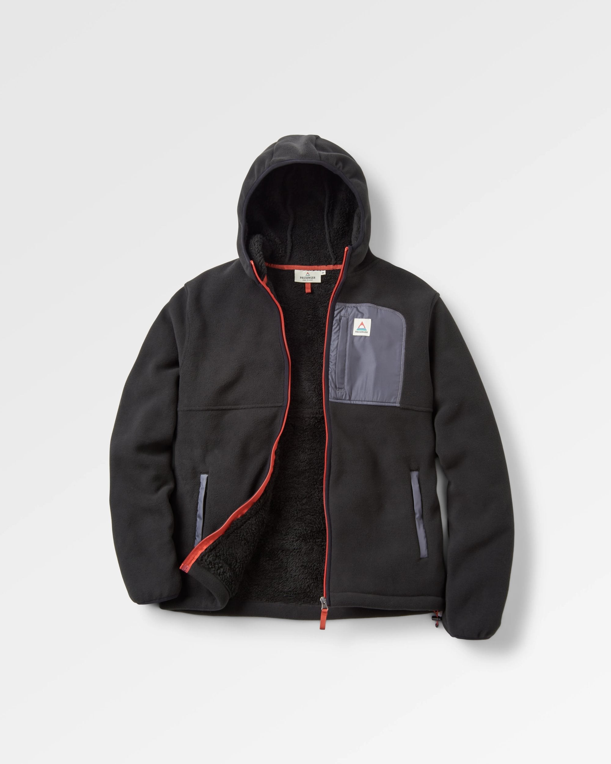 Loch Hooded Recycled Polar Fleece - Black - Flatlay