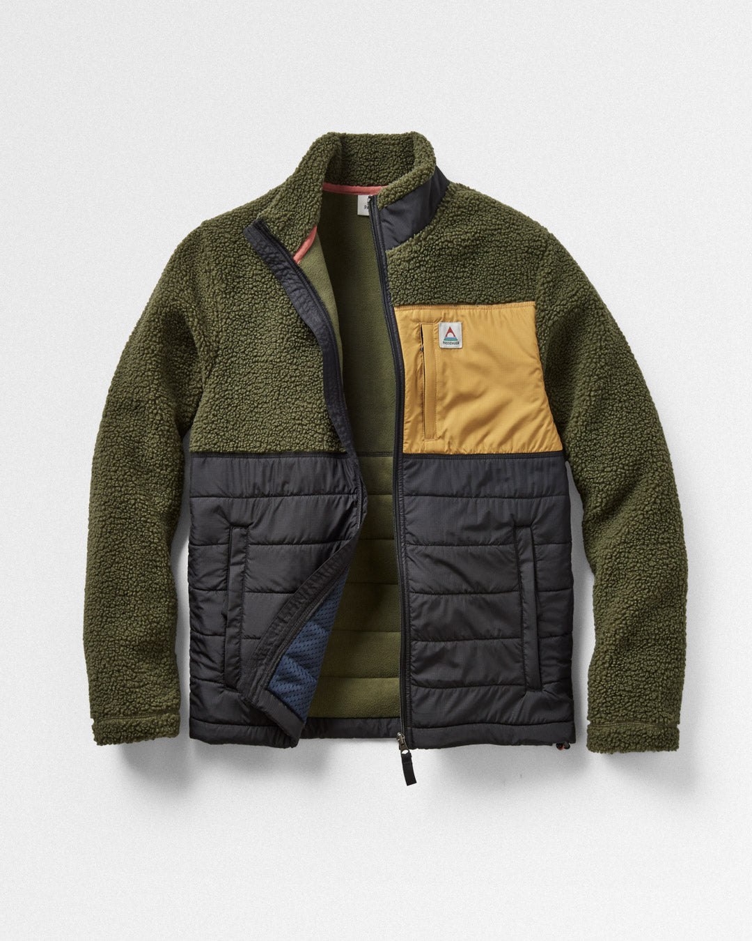 Born Explorer Recycled Polar-Lined Sherpa Fleece - Khaki - Flatlay