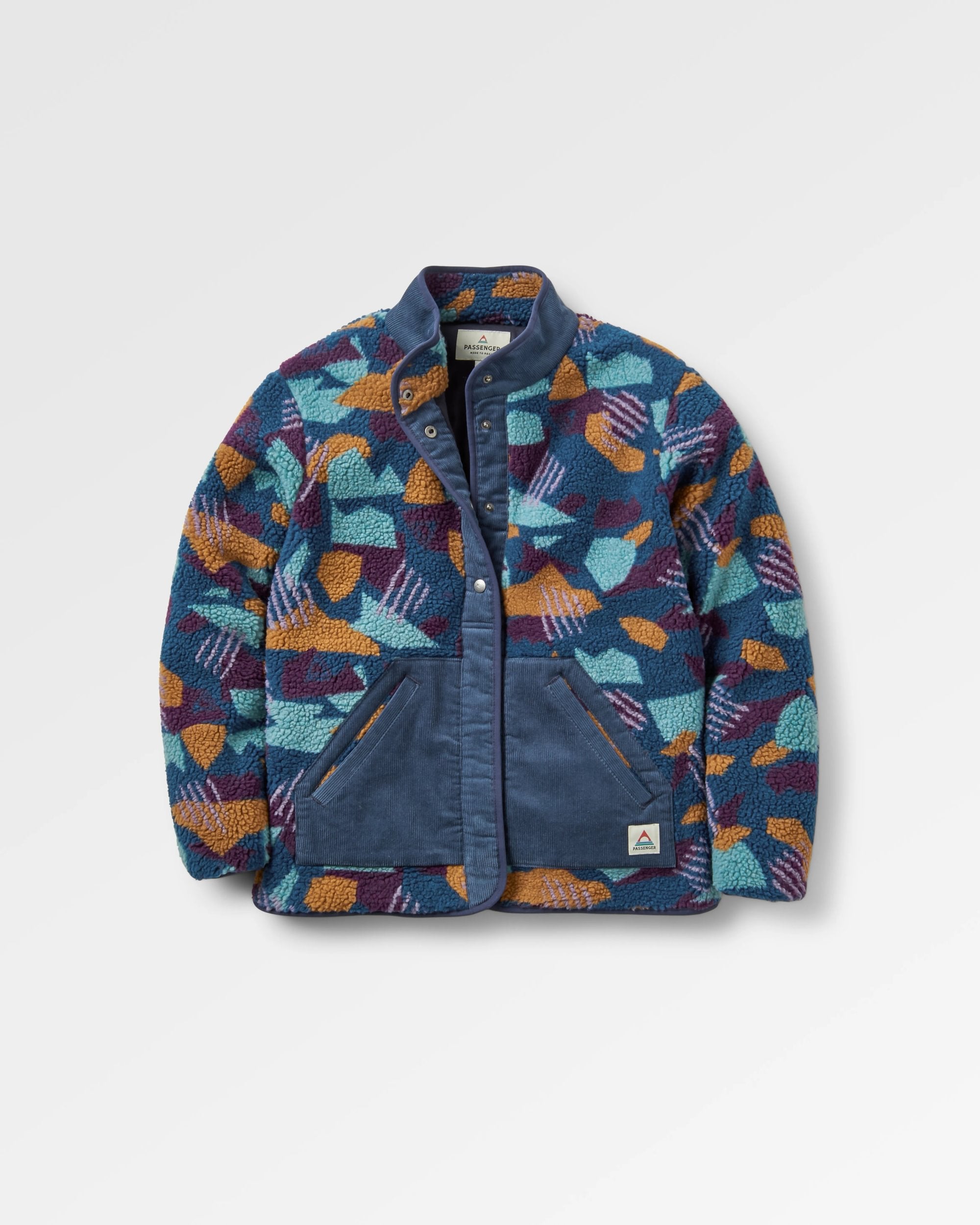 Clover Sherpa Fleece - Deep Blue Camo Pattern - Flatlay