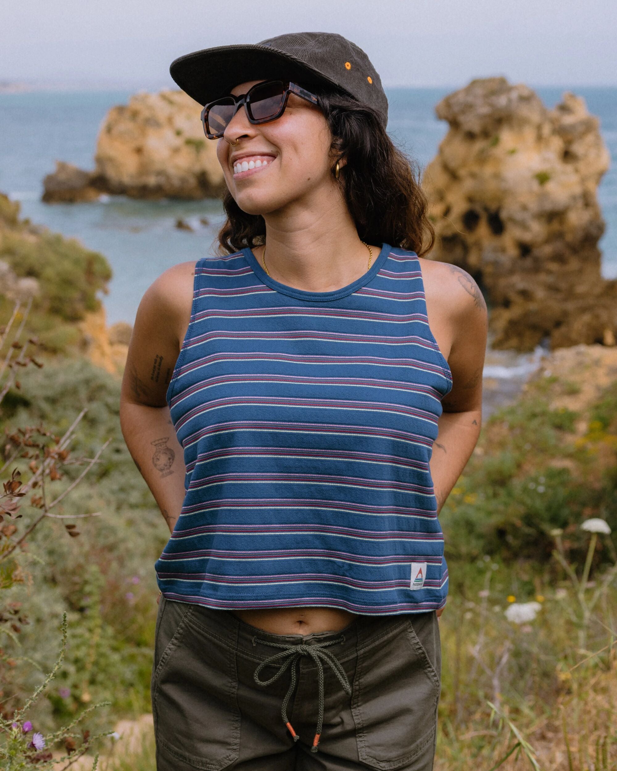 Retro Vibes Vest - Dark Denim Stripe - Lifestyle