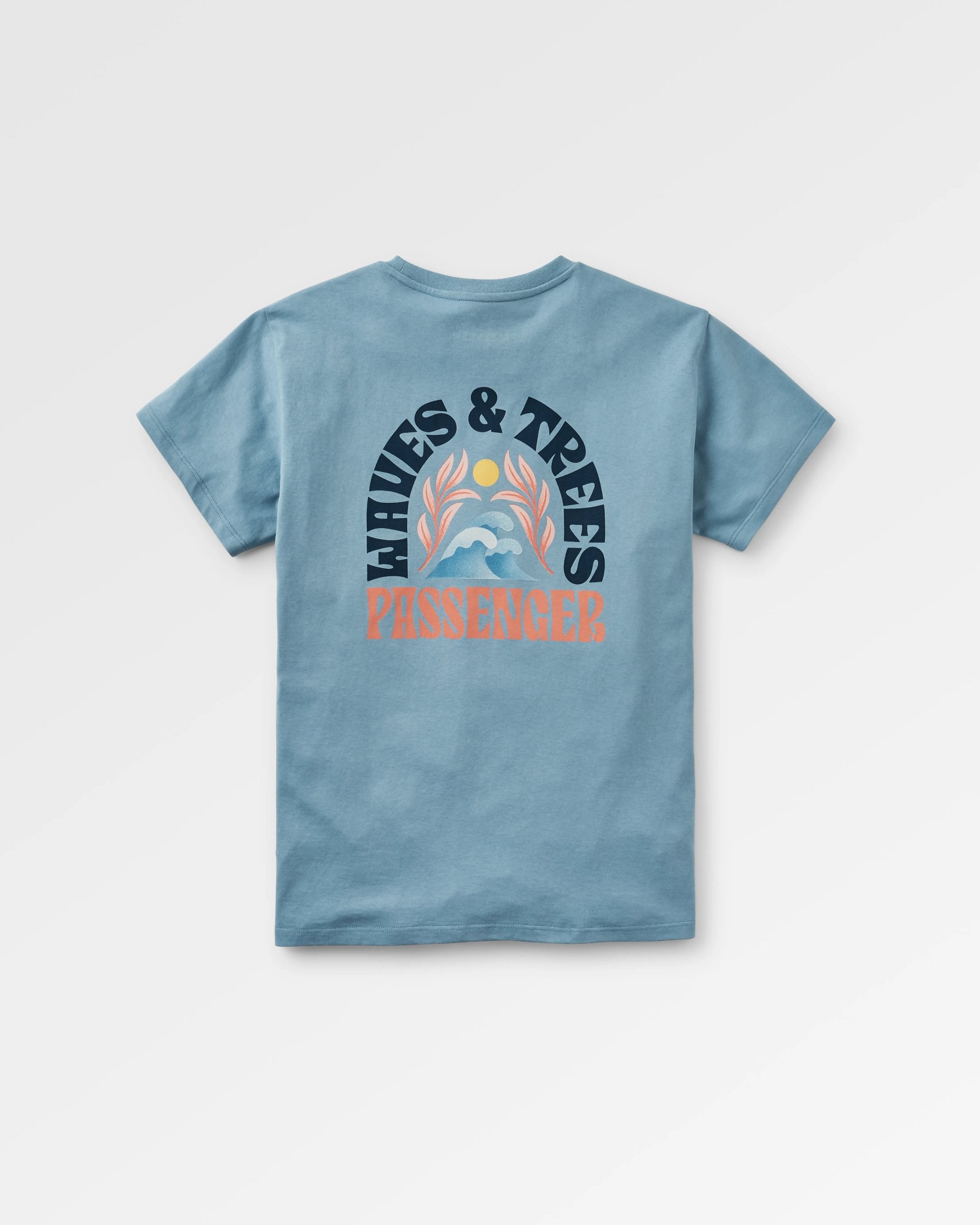 Dawning Recycled Cotton T-shirt - Faded Denim - Flatlay