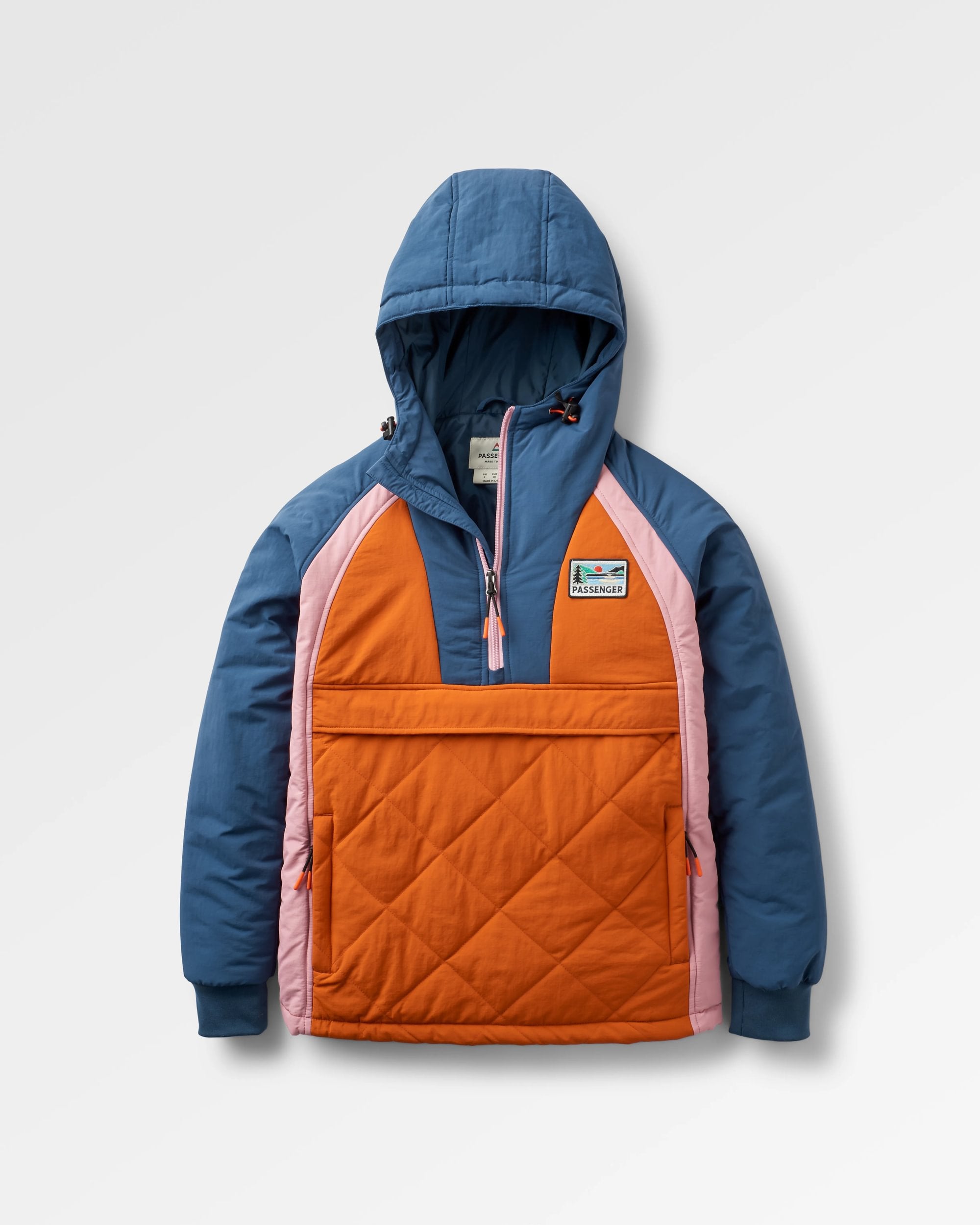 Ocean Recycled Insulated Anorak - Dark Denim/Sunset Orange - Flatlay