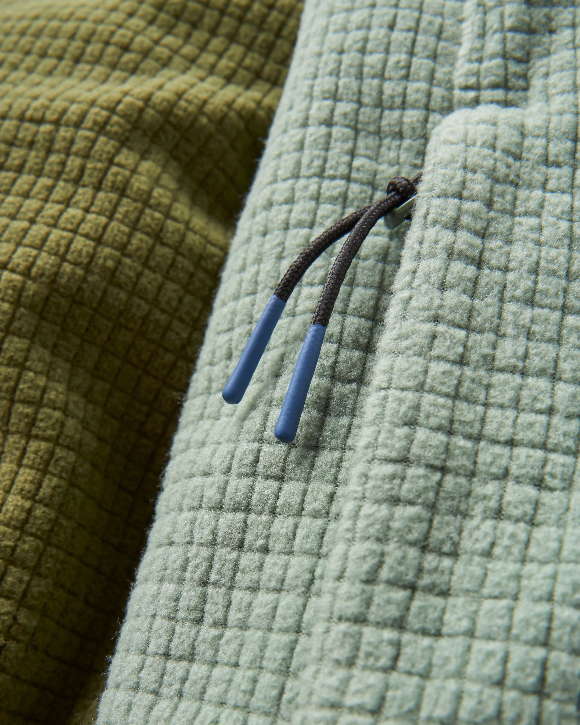 Overlook Recycled Grid Polar Fleece - Khaki/Pistachio - Flatlay