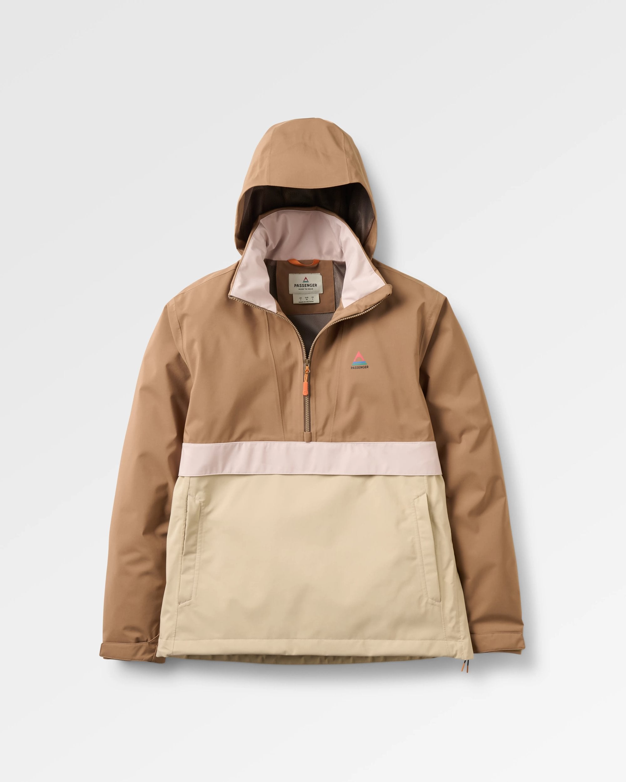 Skyline Recycled Waterproof Anorak - Caramel/Stone - Flatlay