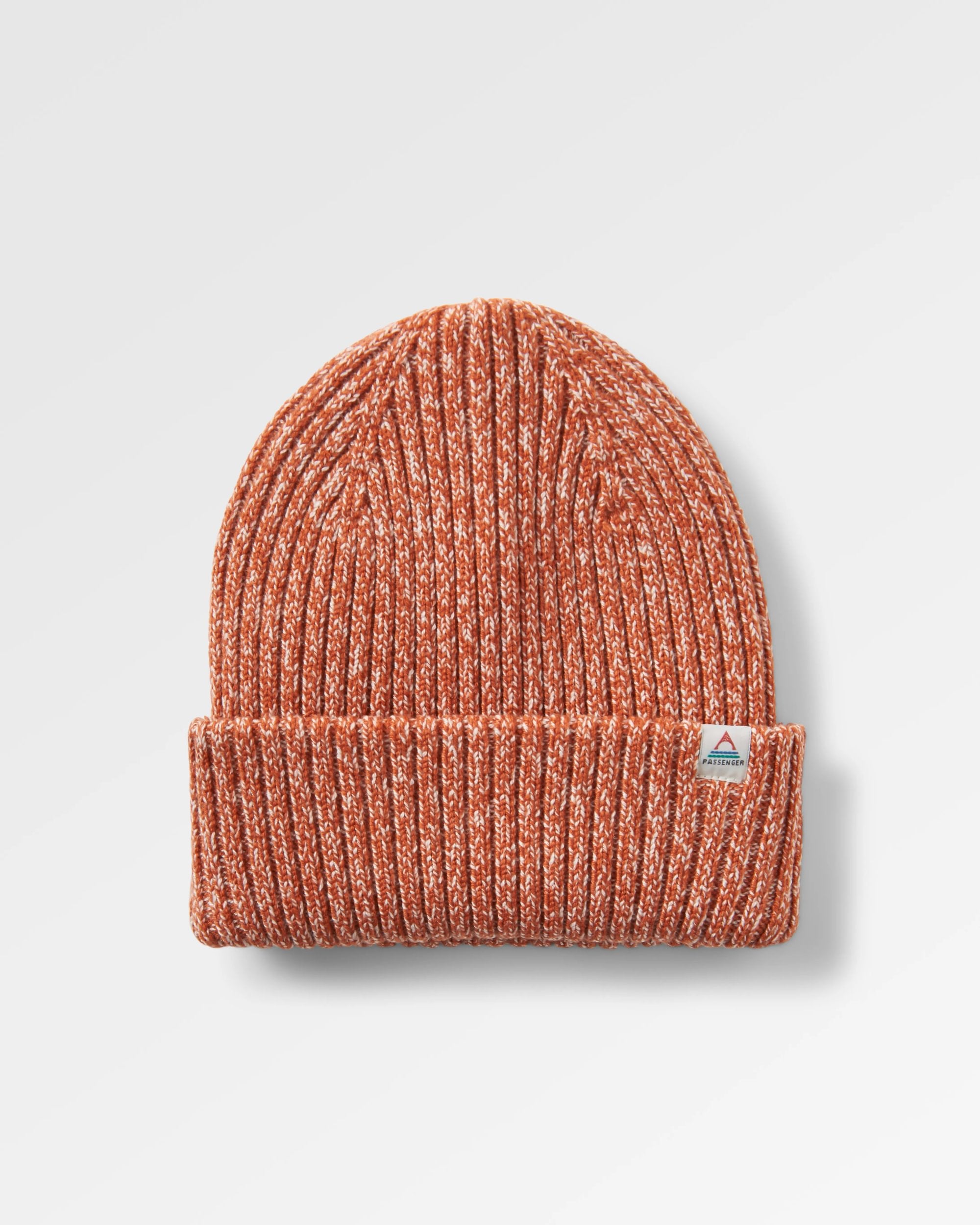 Fisherman Marl Beanie - Burnt Orange - Flatlay