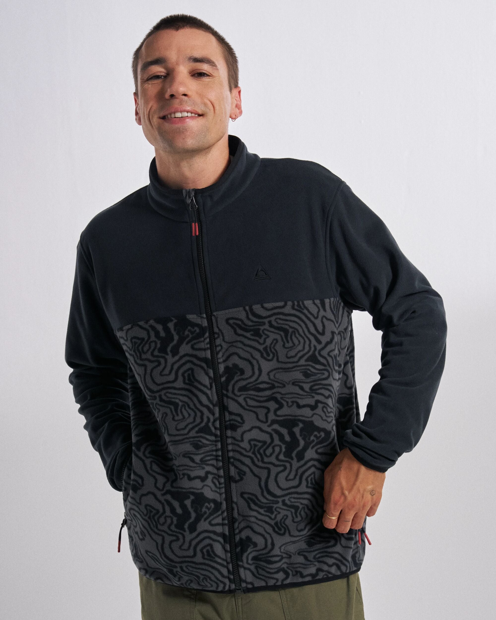 Set Off Polartec® Full Zip Fleece - Strata Swirl Black - Studio Model