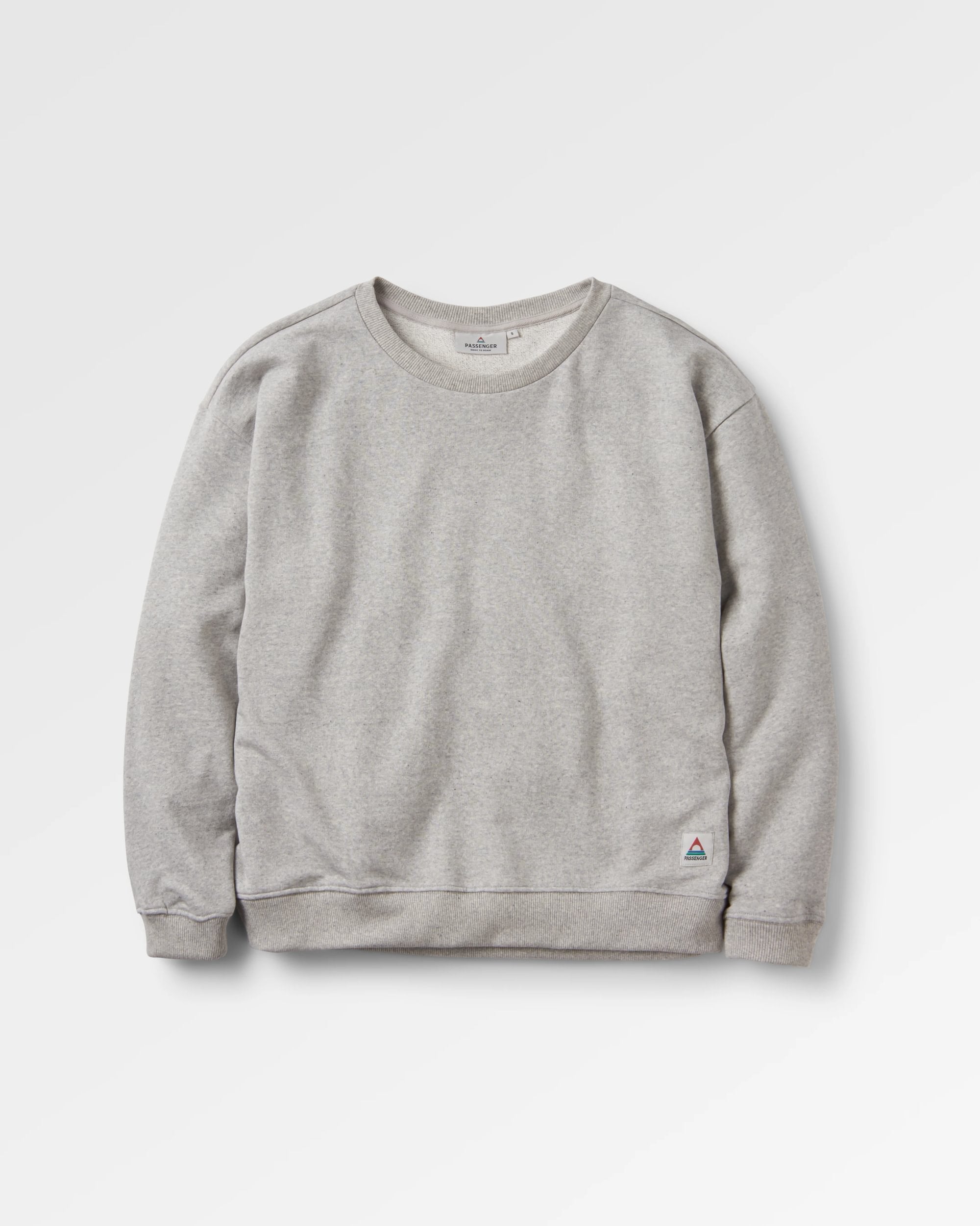 Heritage Recycled Cotton Oversized Sweatshirt - Mid Grey Marl - Flatlay