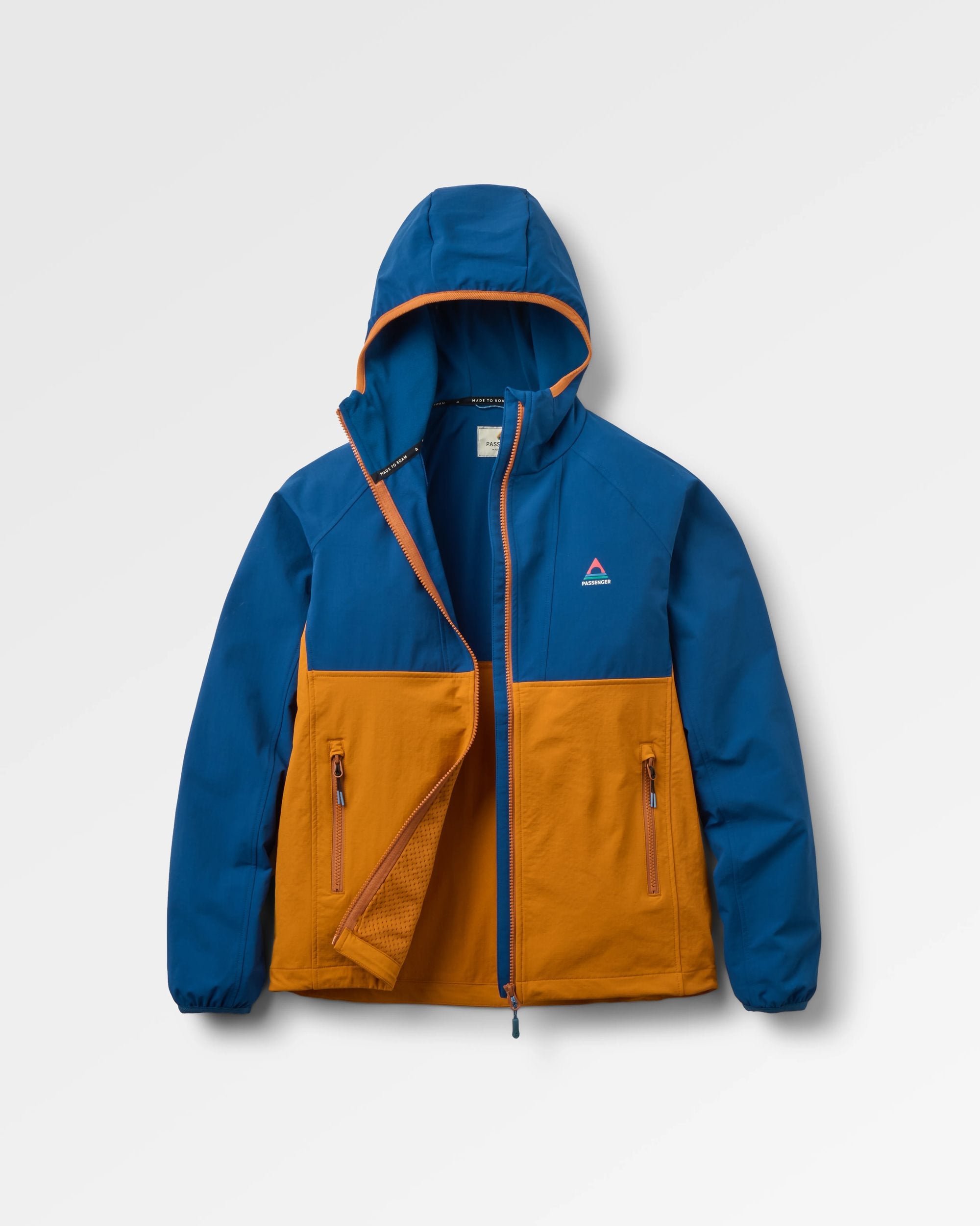 Womens Trailscape Lightweight Softshell Jacket - Blue Navy/Retro Orange - Flatlay
