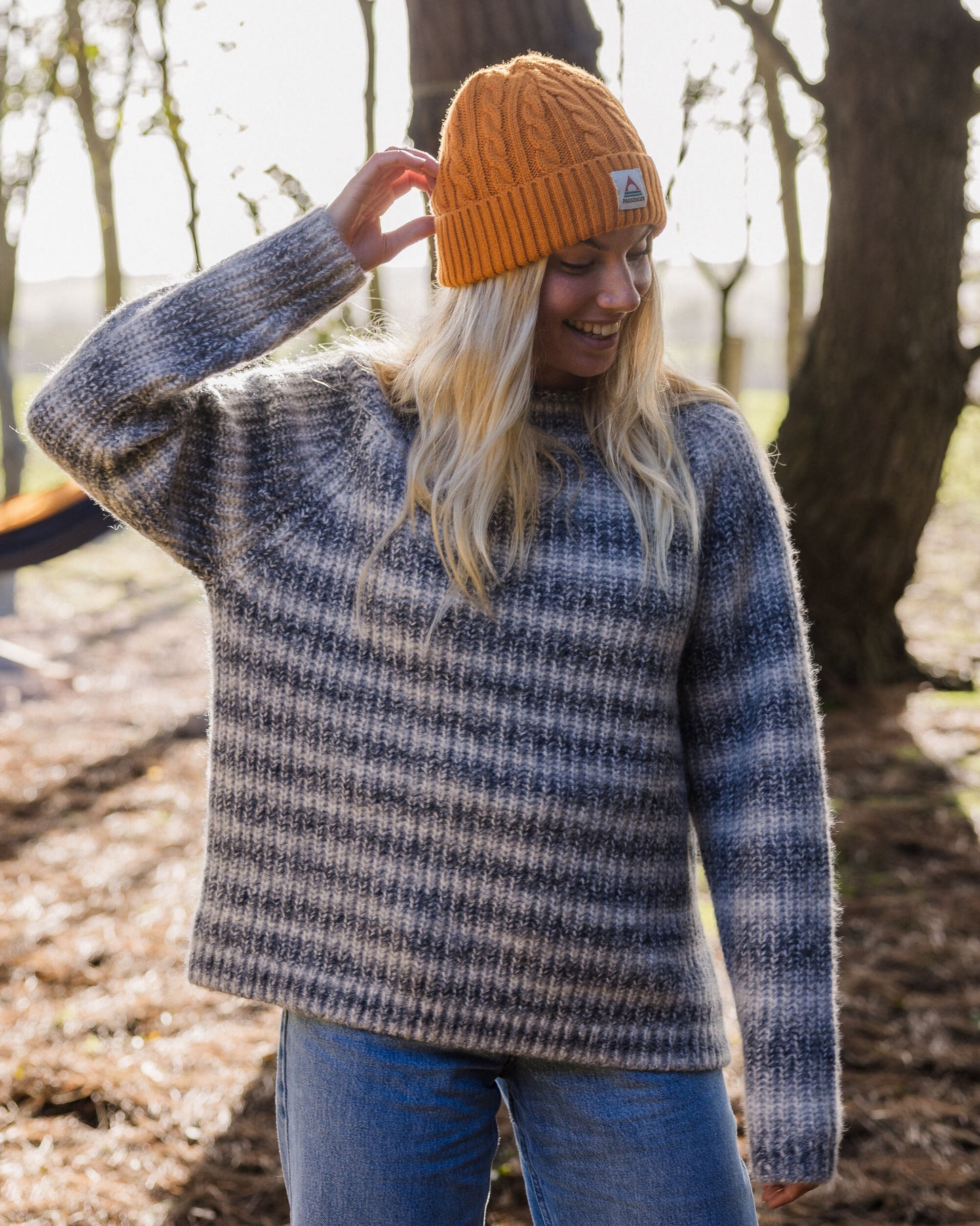 Mountainside Mock Neck Recycled Knitted Jumper - Multi Grey