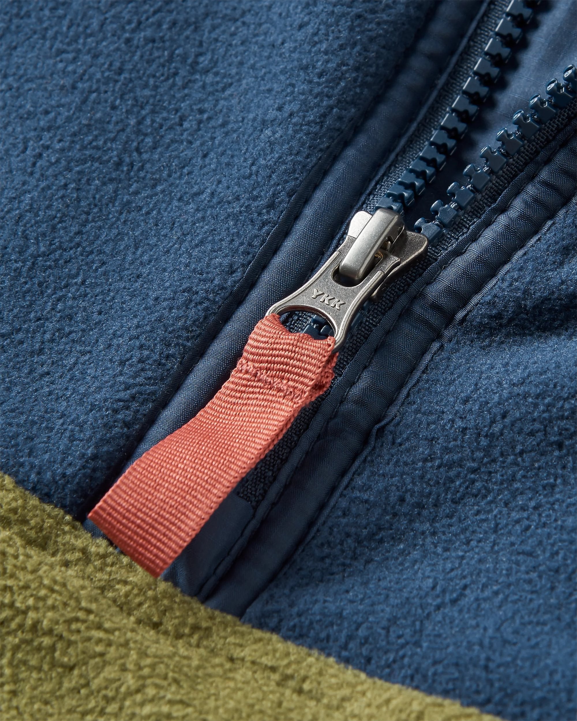 Set Off Recycled Polar 1/4 Zip Fleece - Rich Navy/Khaki - Flatlay