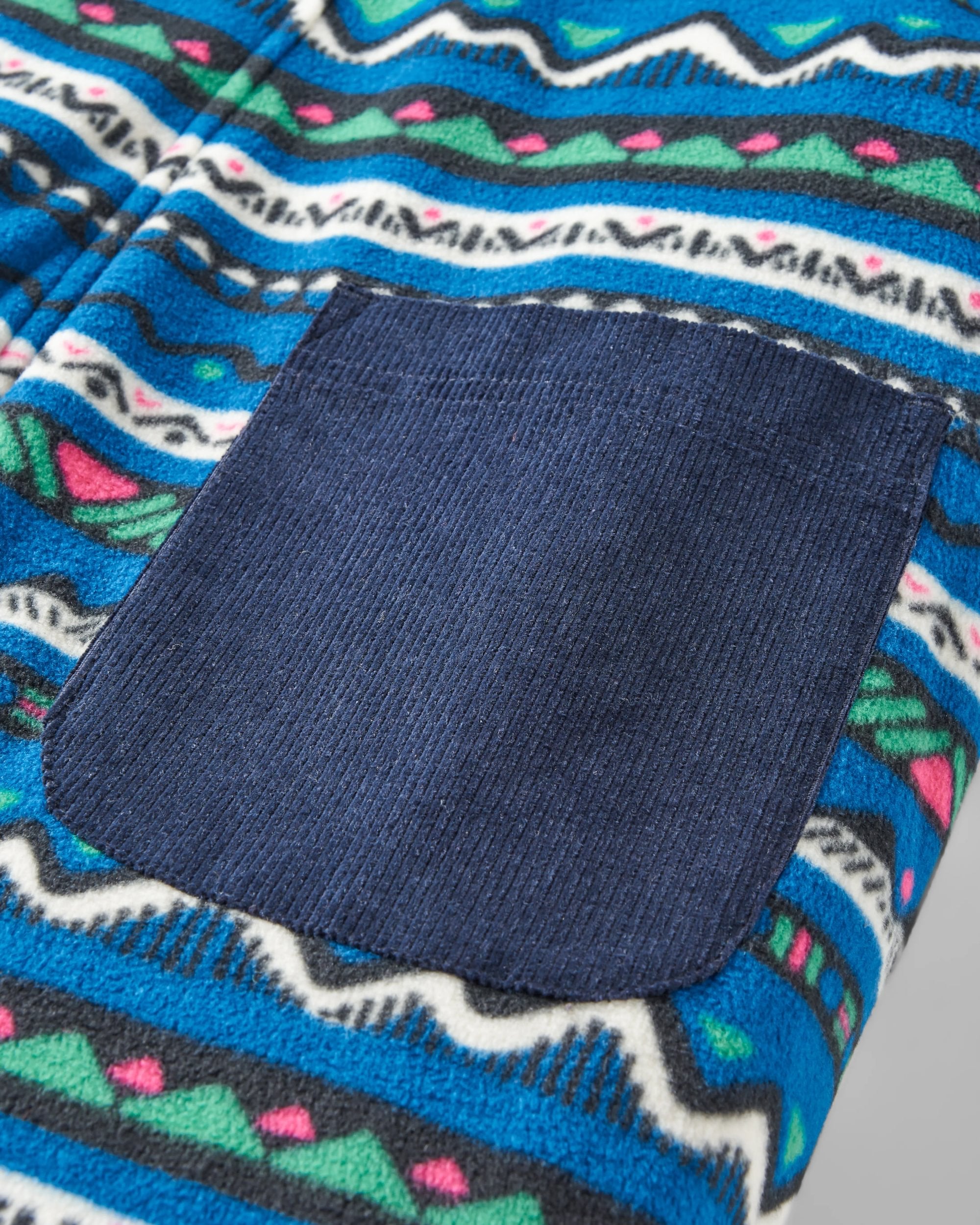 Ace Recycled Polar Fleece Dungarees - Mountain Geo Tidal Blue - Flatlay