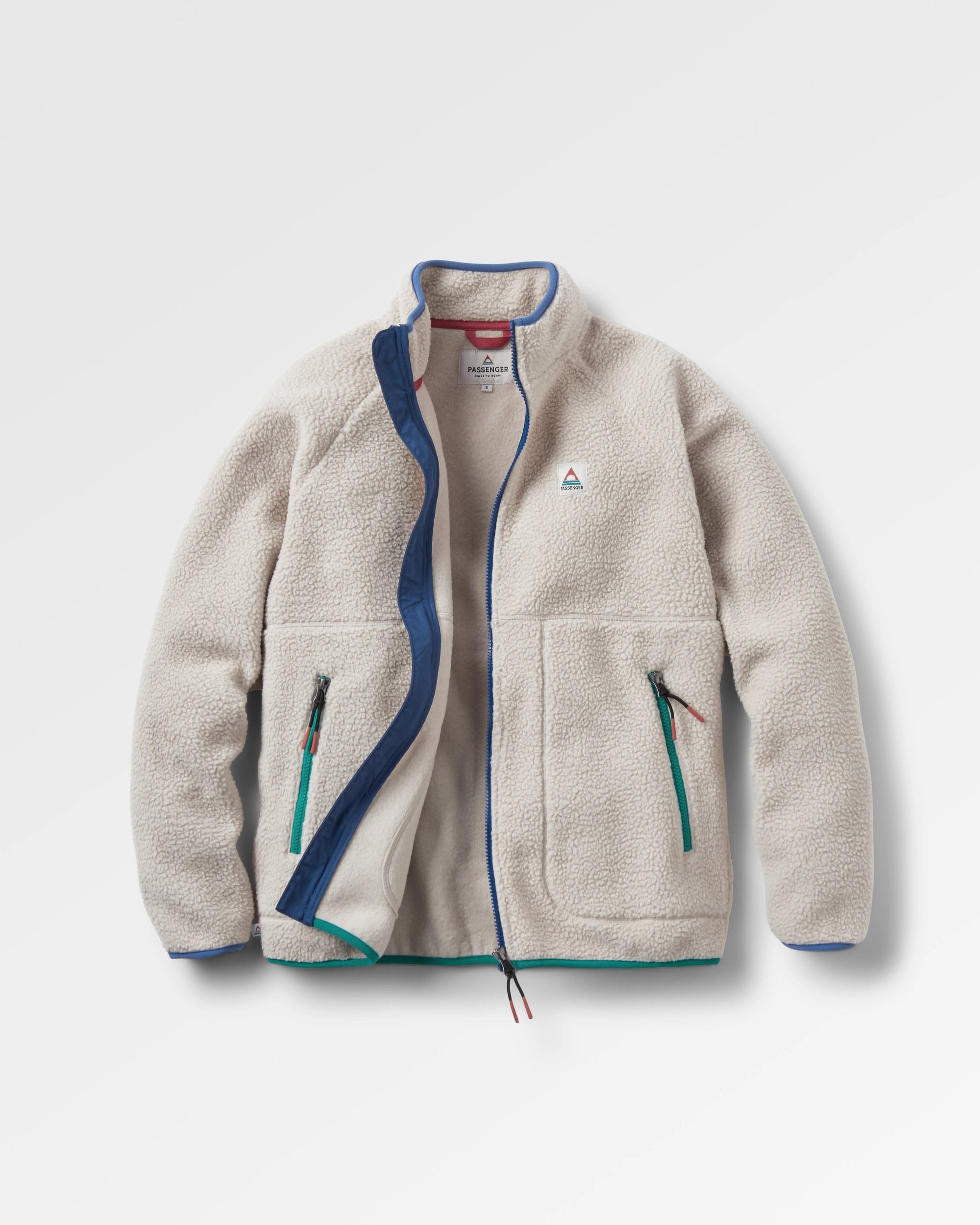 Fairbanks Full Zip Recycled Sherpa Fleece - Oatmeal - Flatlay