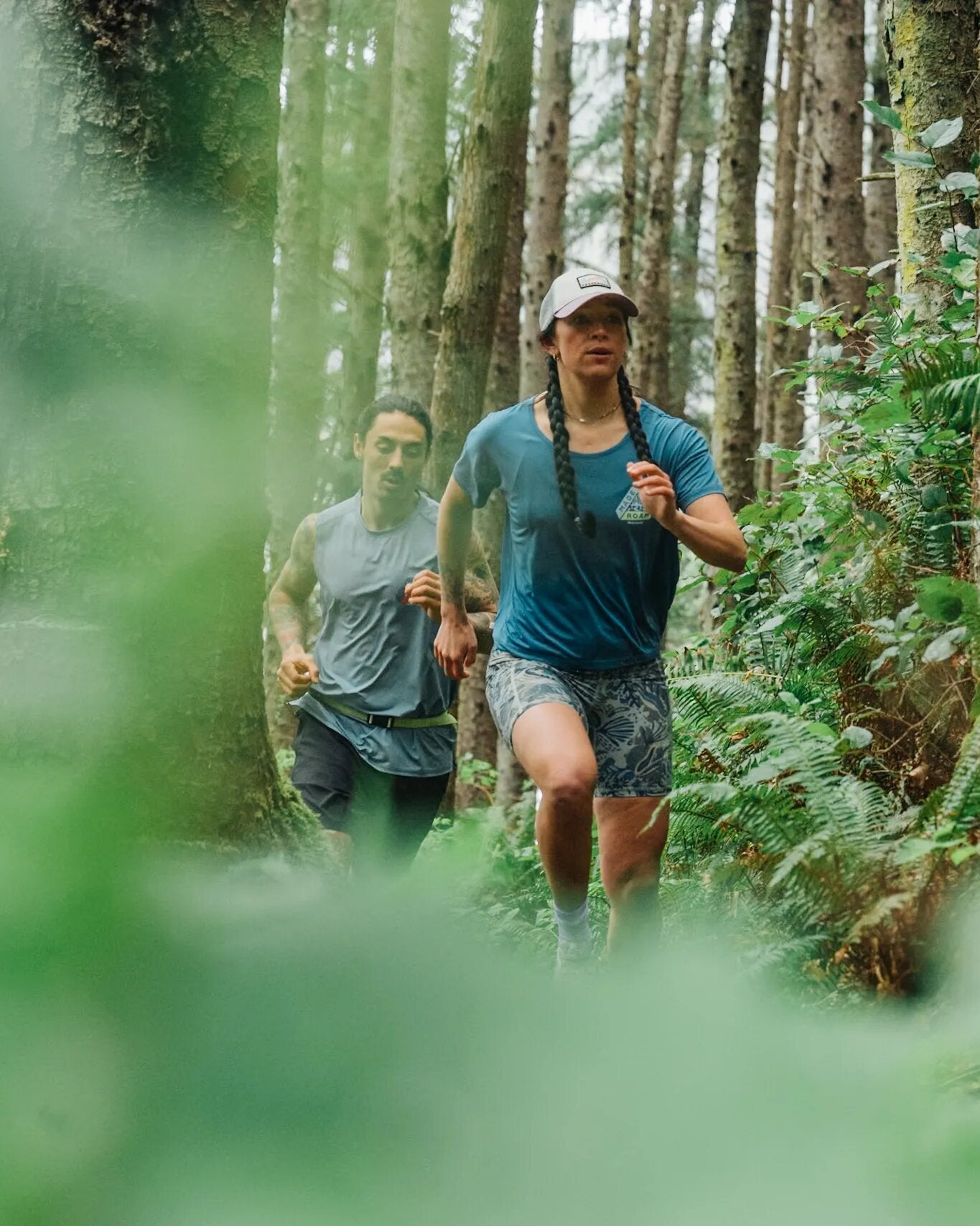 Chakra Tie Back Active Recycled T-Shirt - Blue Steel - Lifestyle