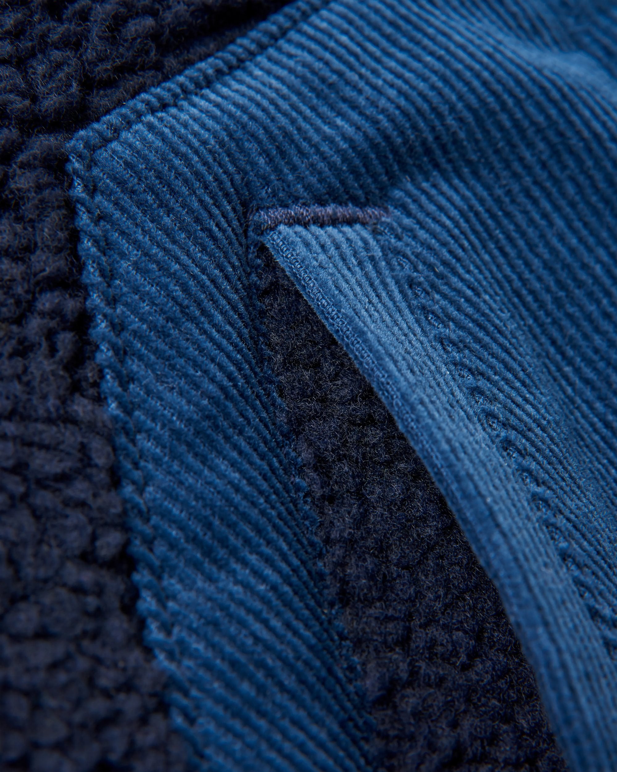 Clover Recycled Cotton-Lined Sherpa Fleece - Deep Navy - Flatlay