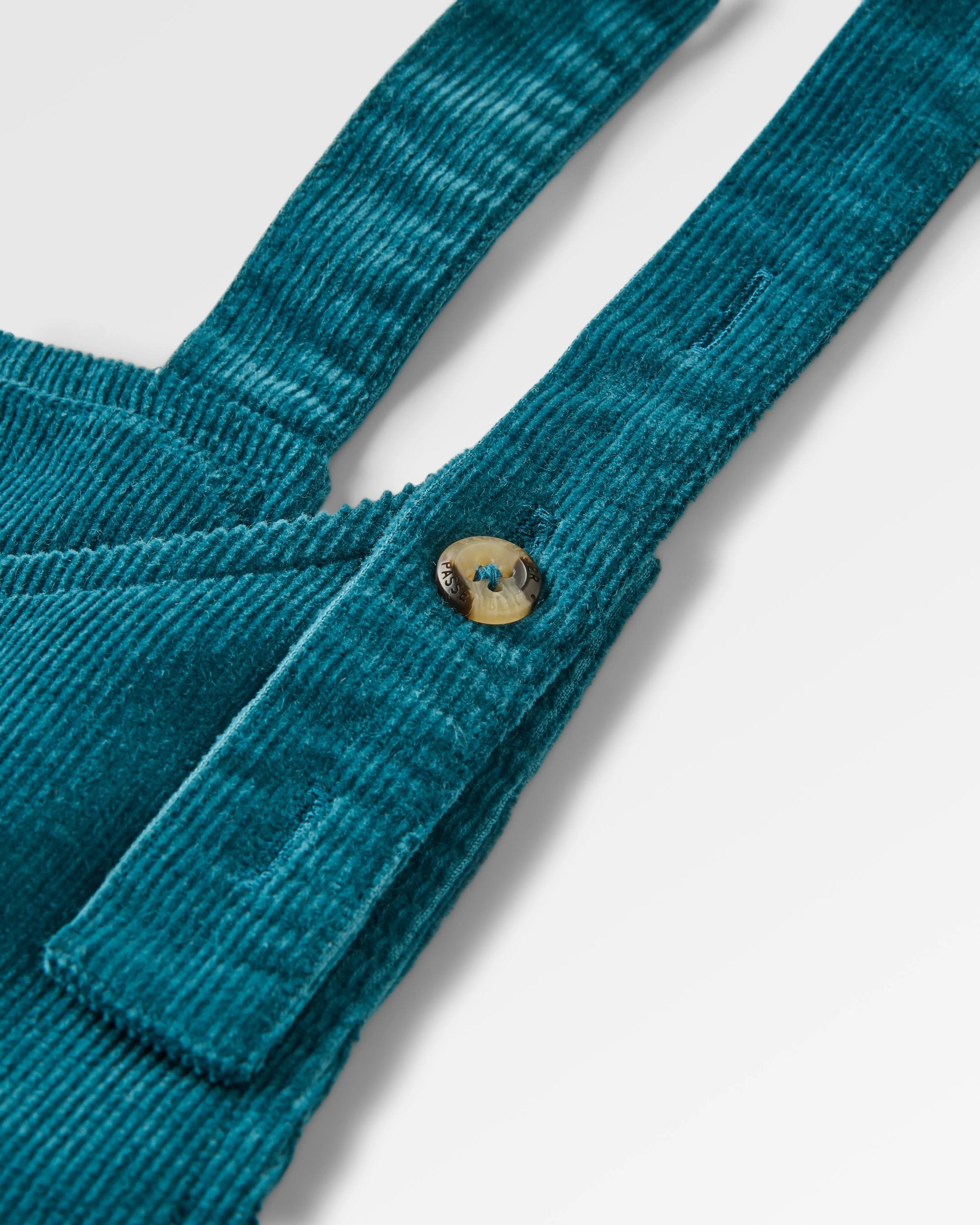 Meadows Organic Cotton Corduroy Dungarees - Tidal Blue - Flatlay