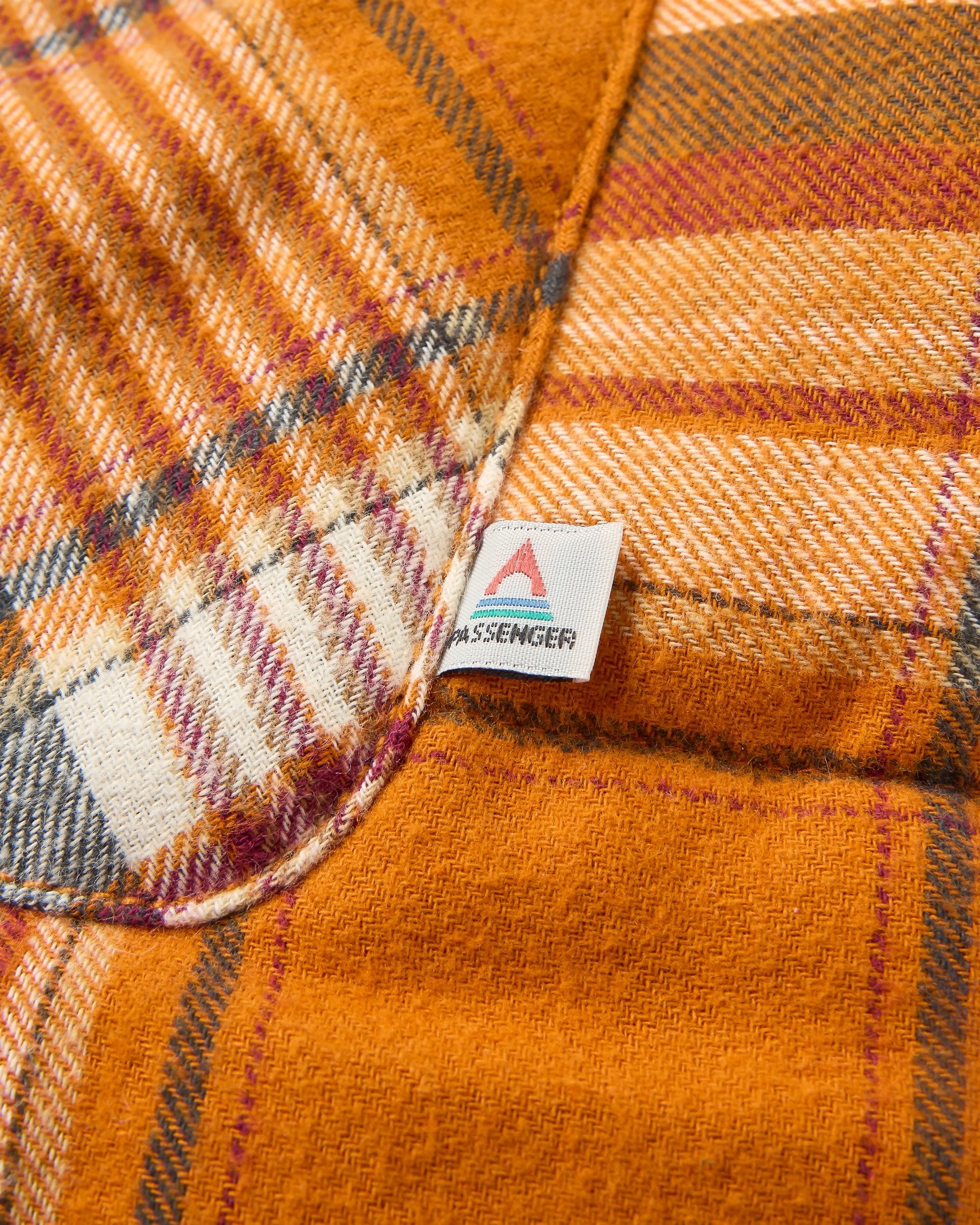 Taranaki Quilted Overshirt - Retro Orange Check - Flatlay