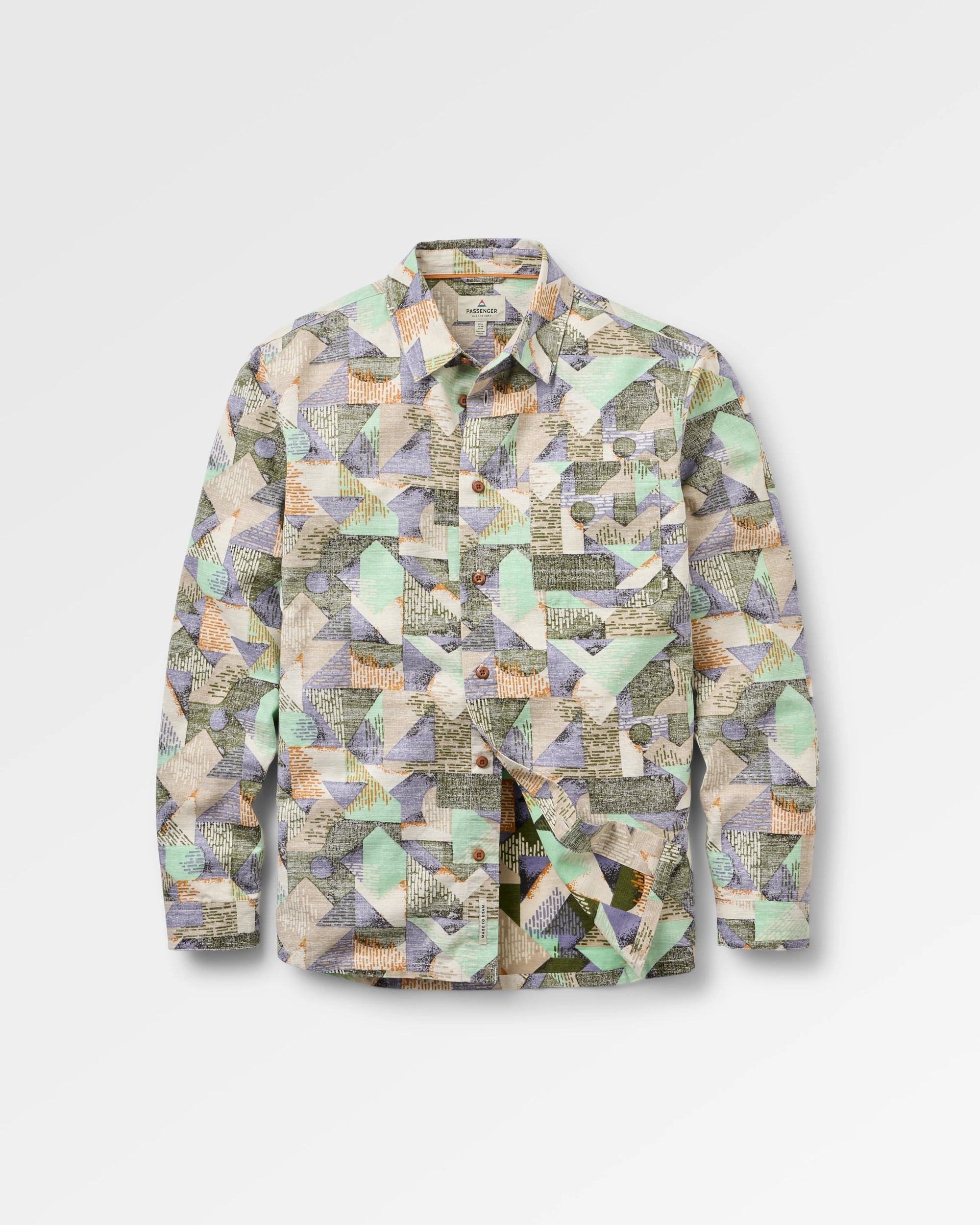 Amboro Organic Cotton Shirt - Mosaic Mountain Khaki - Flatlay