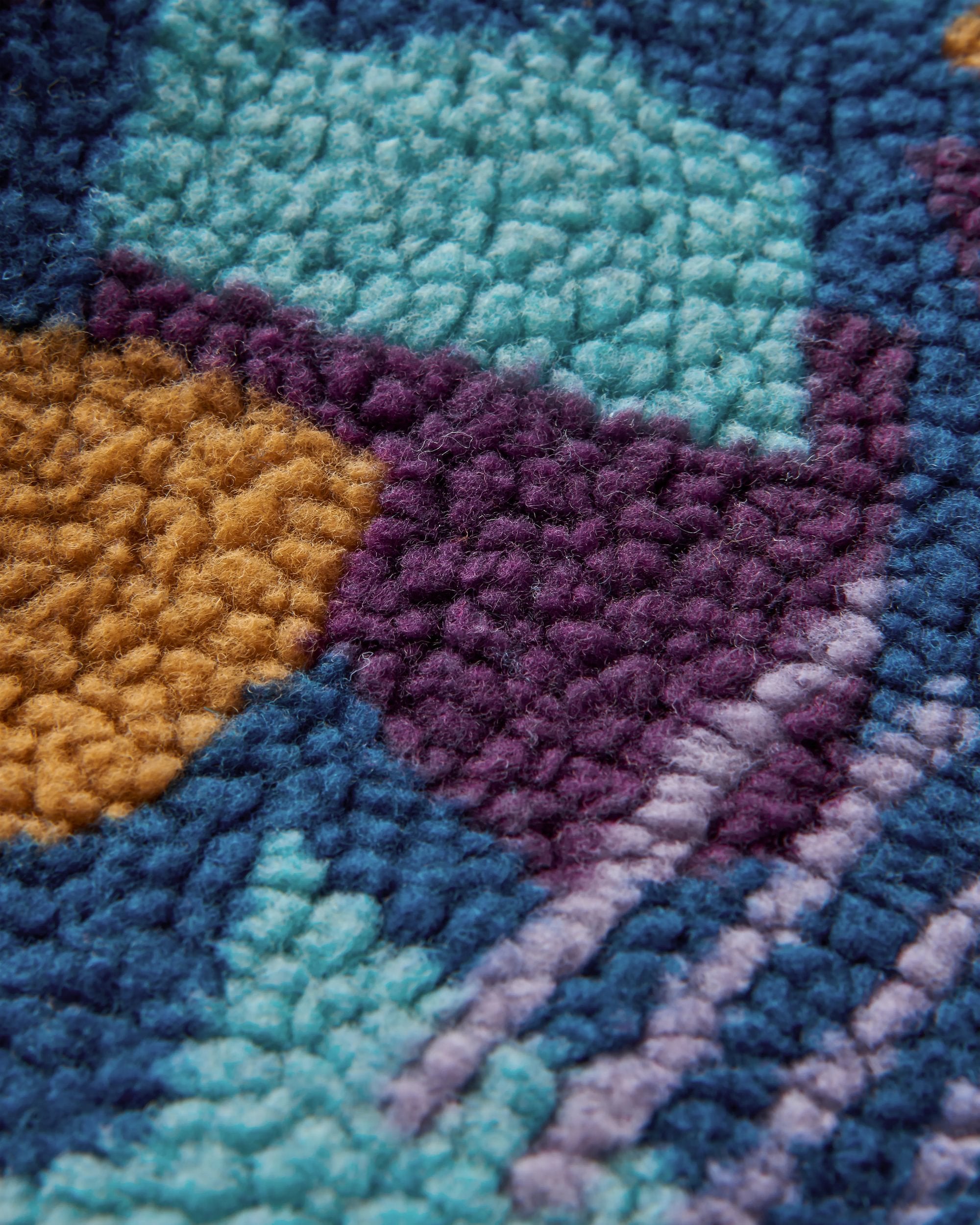 Clover Recycled Cotton-Lined Sherpa Fleece - Deep Blue Camo Pattern - Flatlay