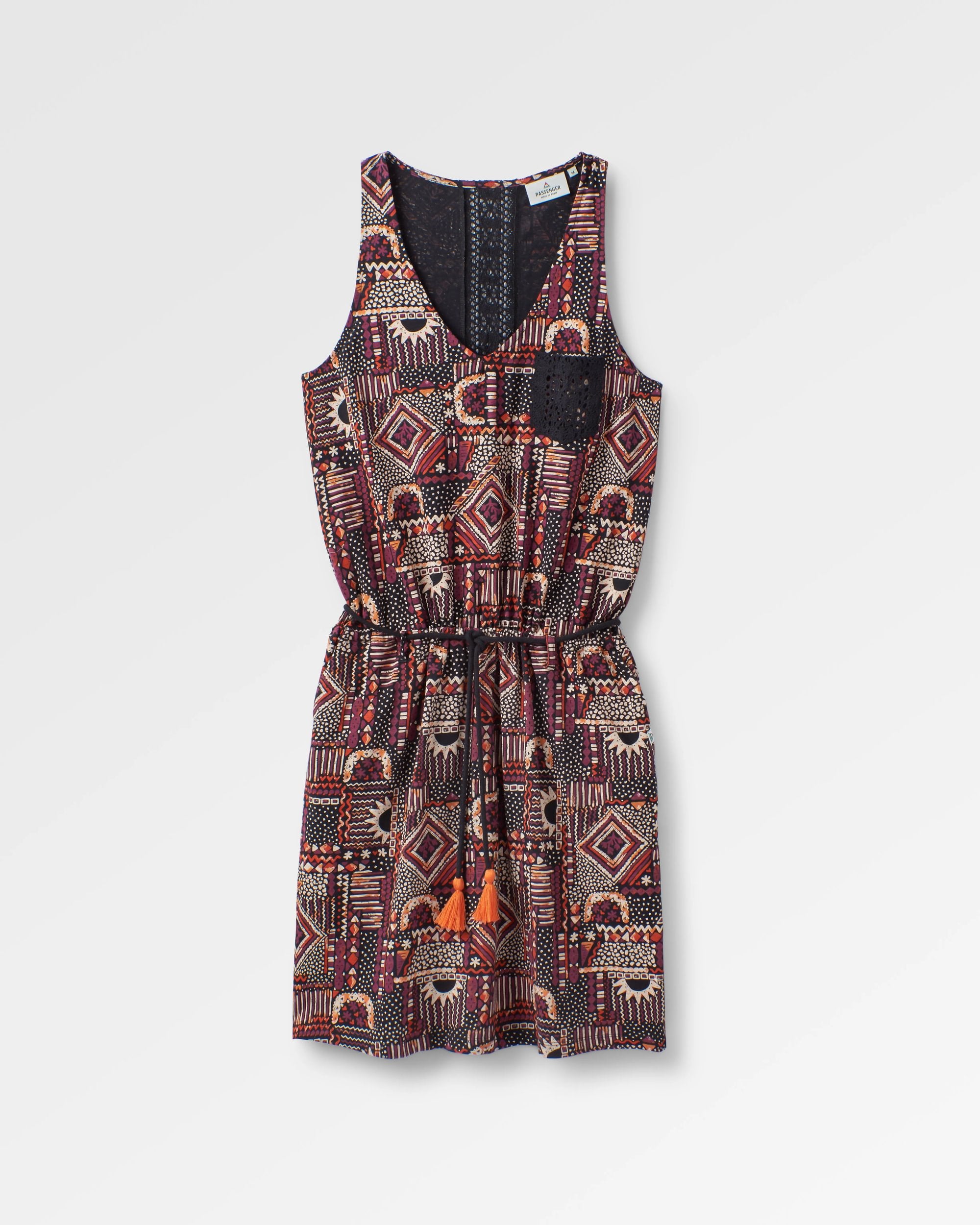 Rivergate Recycled Cotton Dress - Vintage Patchwork Black/Multi - Flatlay