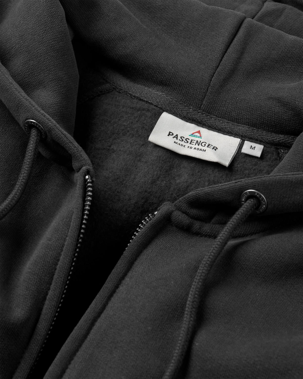 Heritage Full Zip Recycled Cotton Hoodie - Black - Flatlay