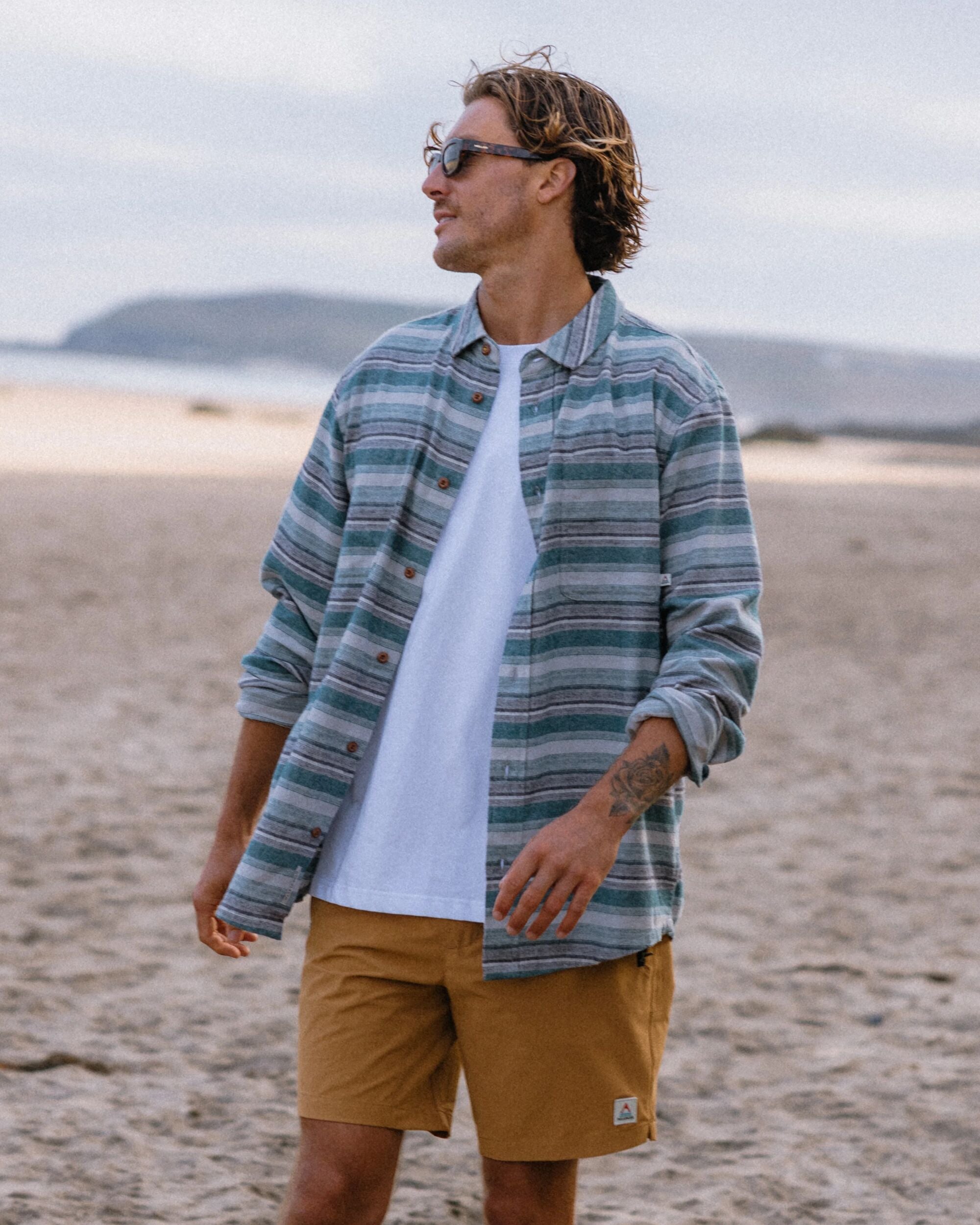 Backcountry Stripe Light Shirt - Grey Marl/Mediterranean Stripe - Lifestyle