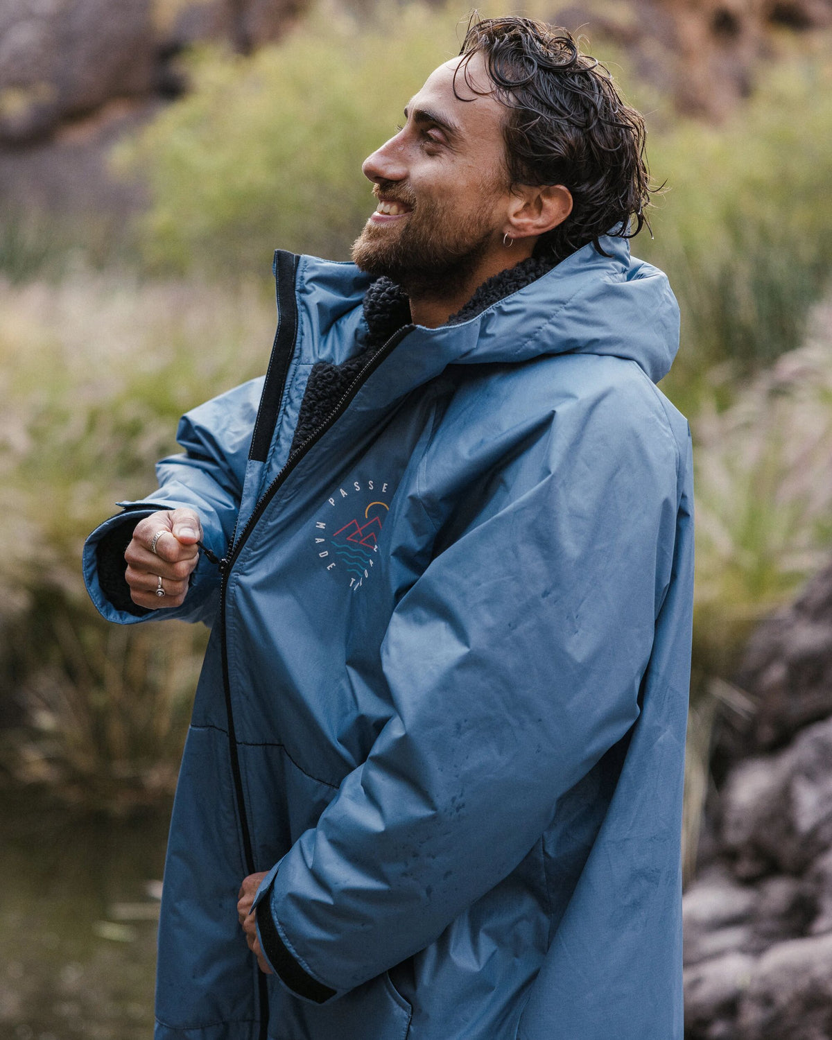 Escapism Sherpa Lined Changing Robe - Moonlight Blue - Lifestyle - Male