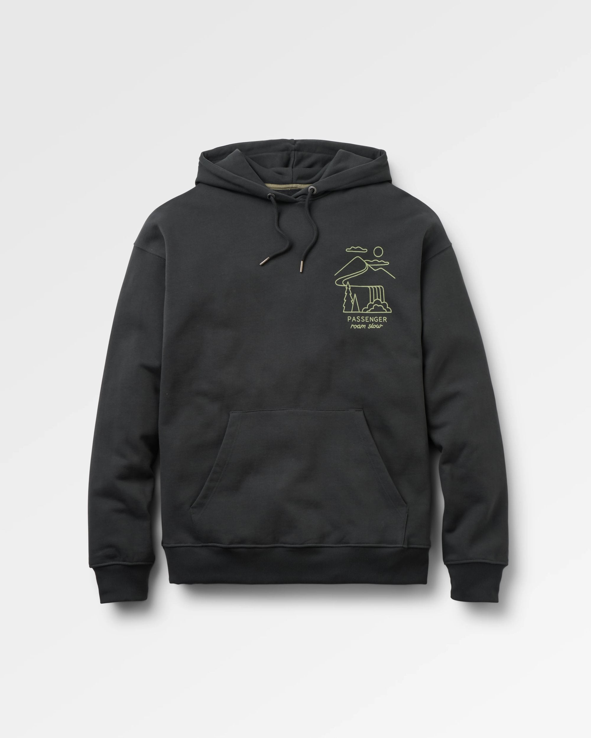 Slow Escape Recycled Cotton Hoodie - Black - Flatlay