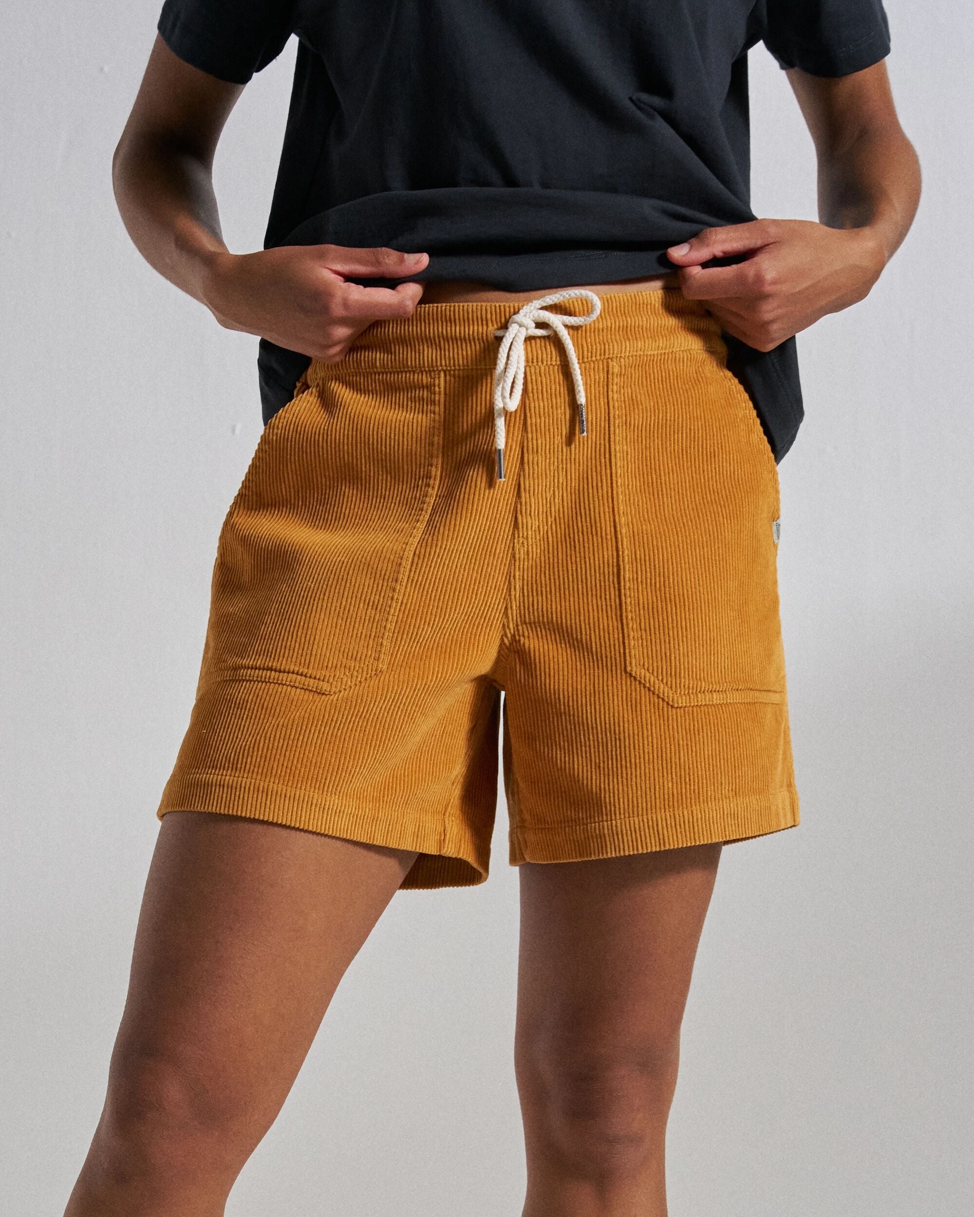 Avian Organic Cord Short - Spruce Yellow - Studio Model