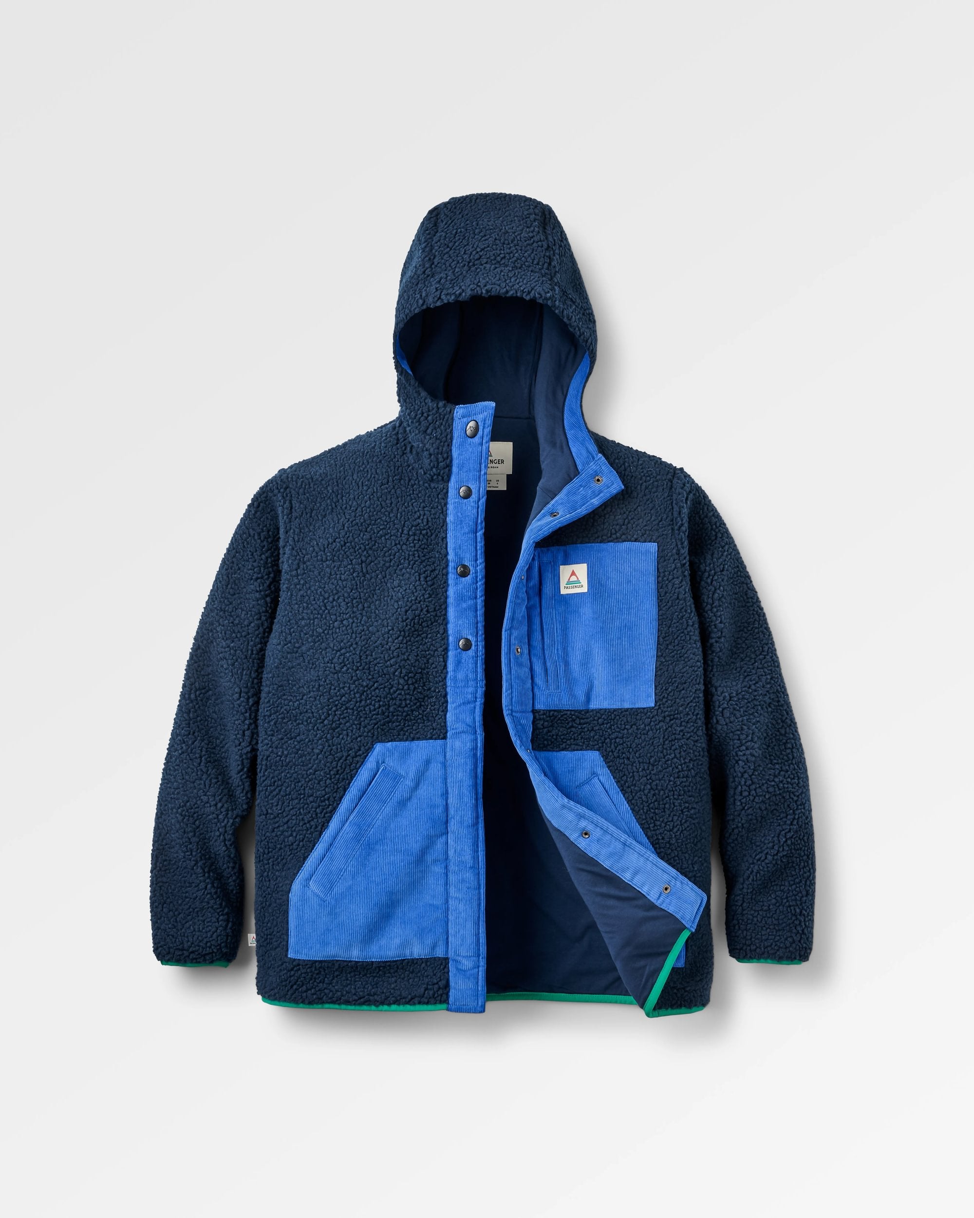 Clover Recycled Sherpa Hooded Fleece - Rich Navy - Flatlay