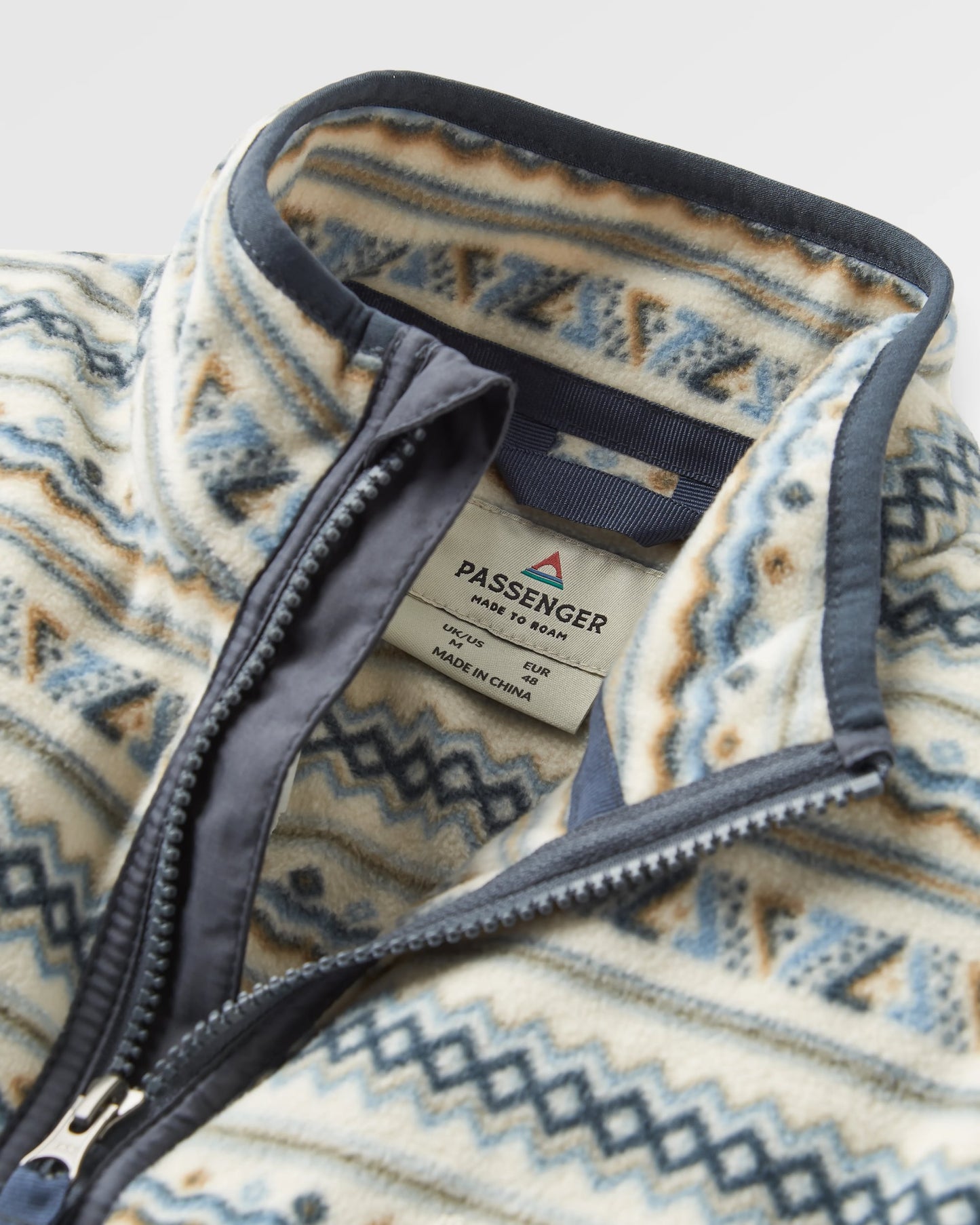 Set Off Recycled Polar 1/4 Zip Fleece - Geo Stripe Birch - Flatlay