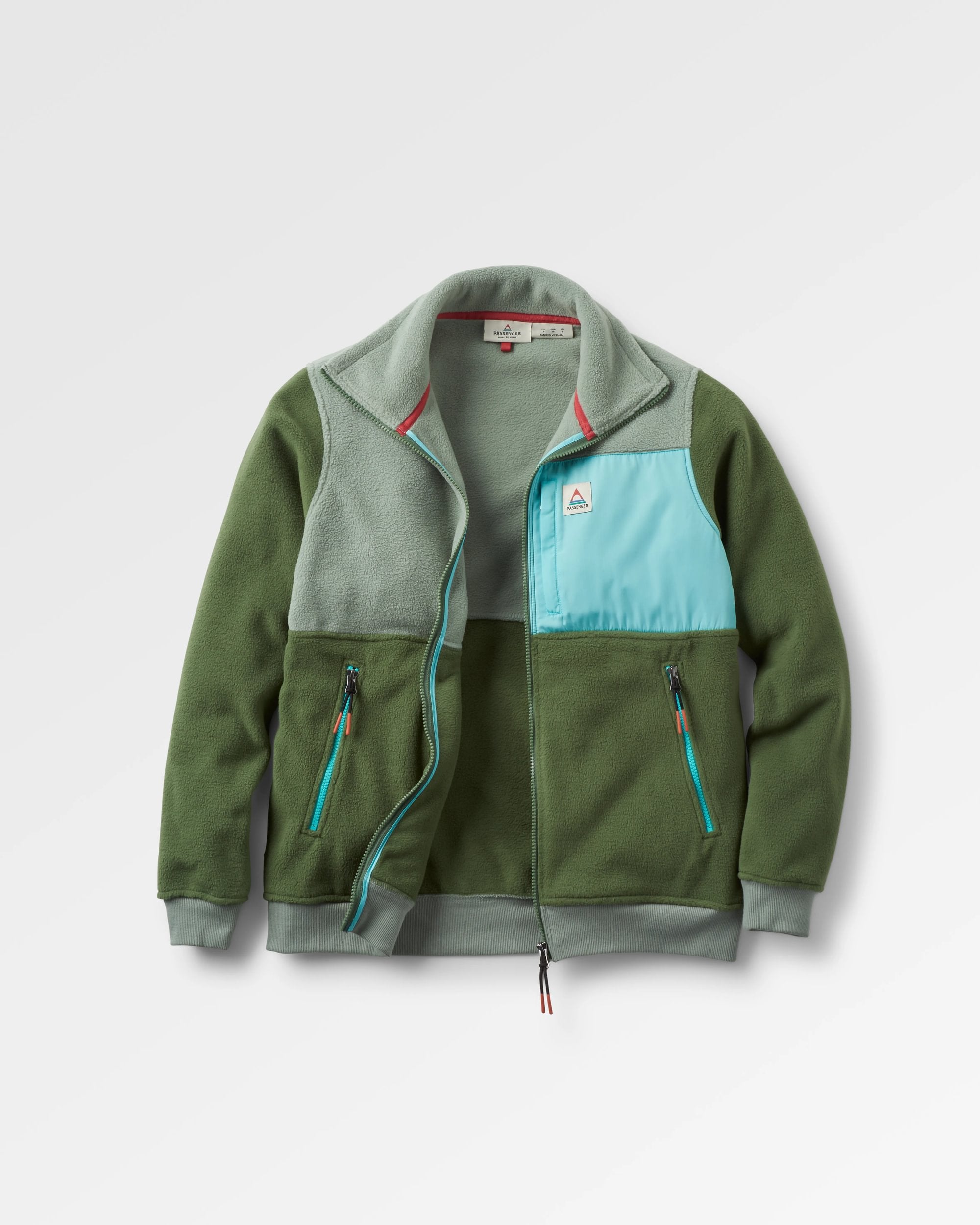 Caspian Recycled Polar Fleece - Wild Green - Flatlay