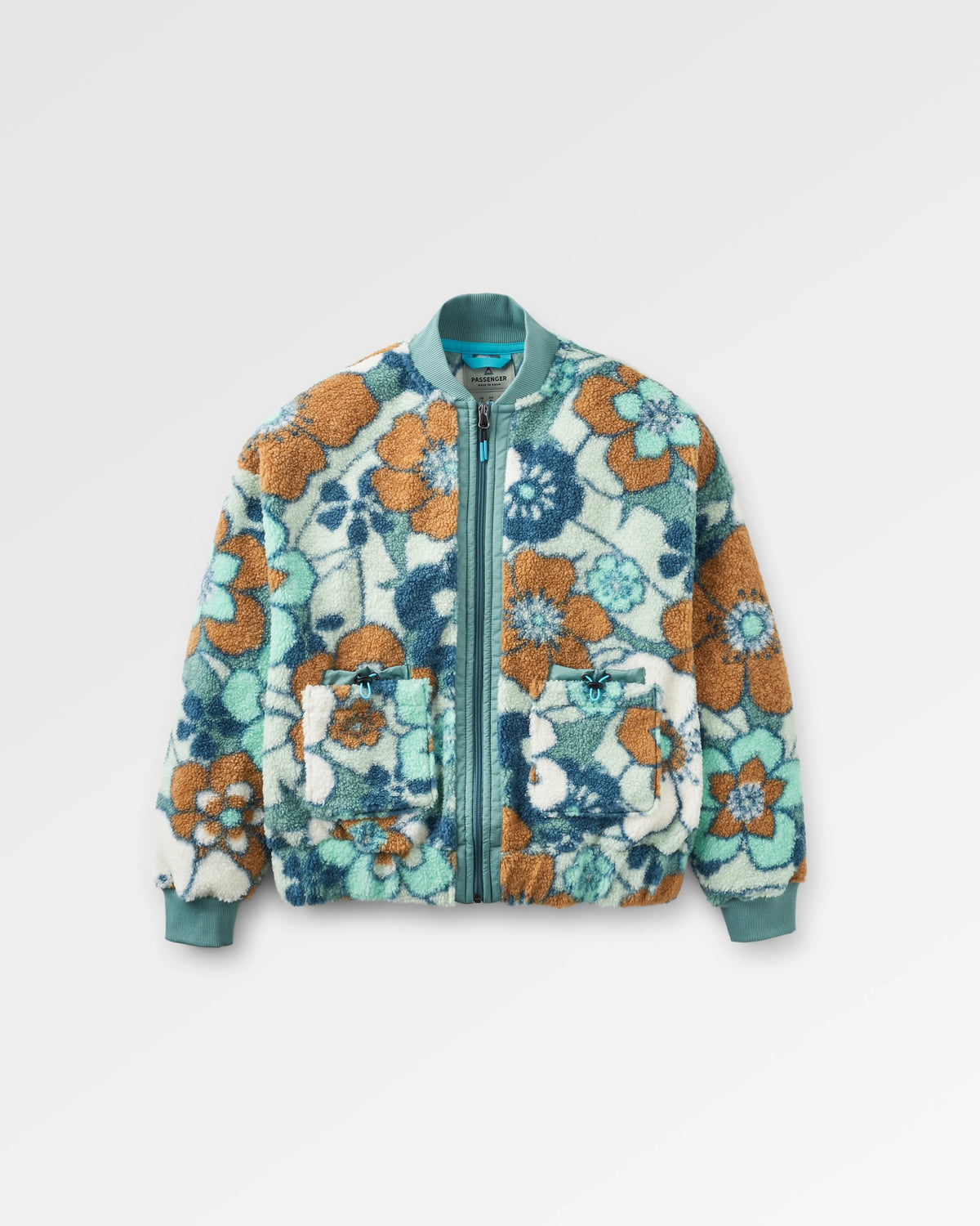 Lucia Sherpa Fleece - Vintage Floral Aqua - Flatlay