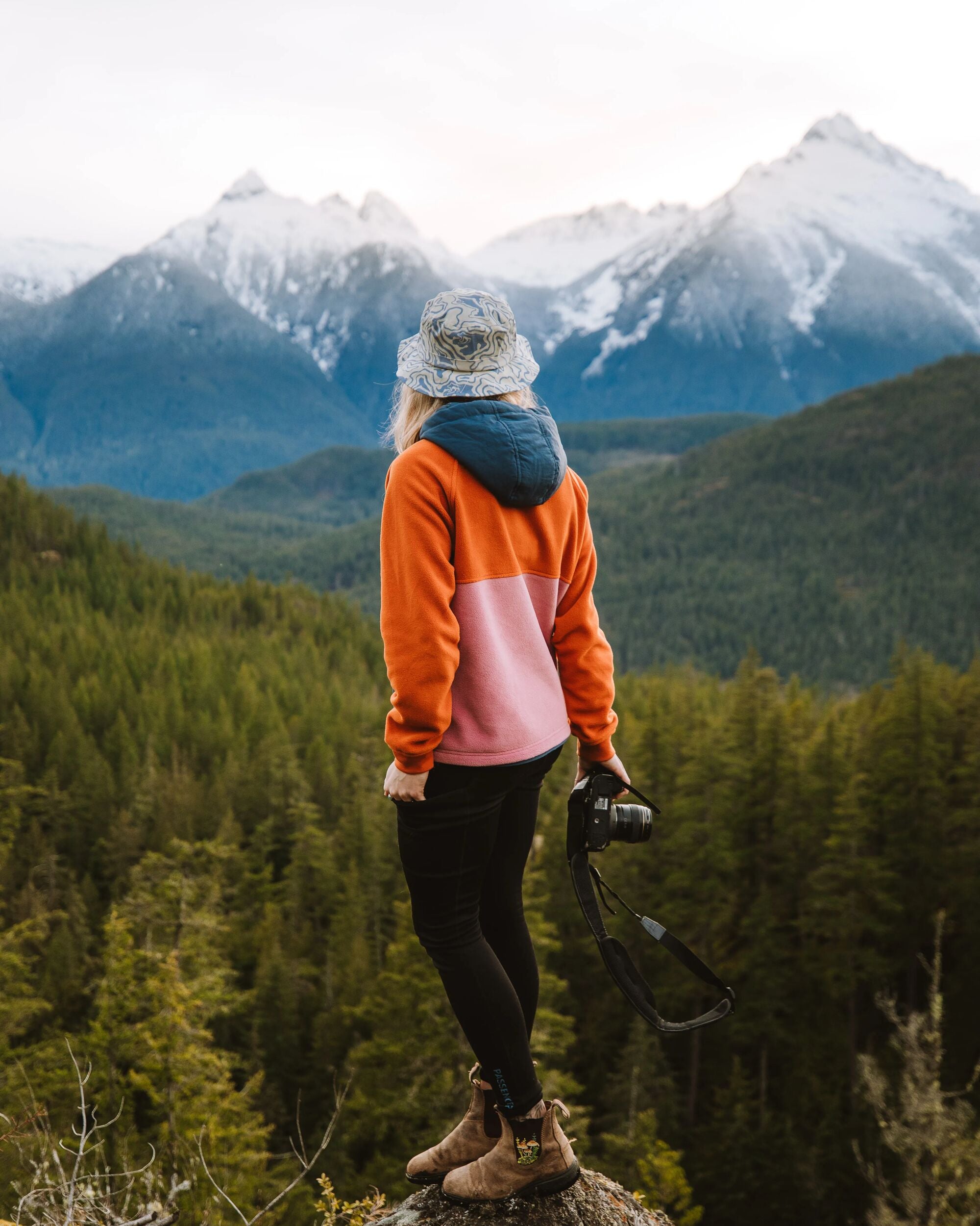 Alexander Recycled Hooded Polar Fleece - Dark Denim/Sunset Orange - Lifestyle