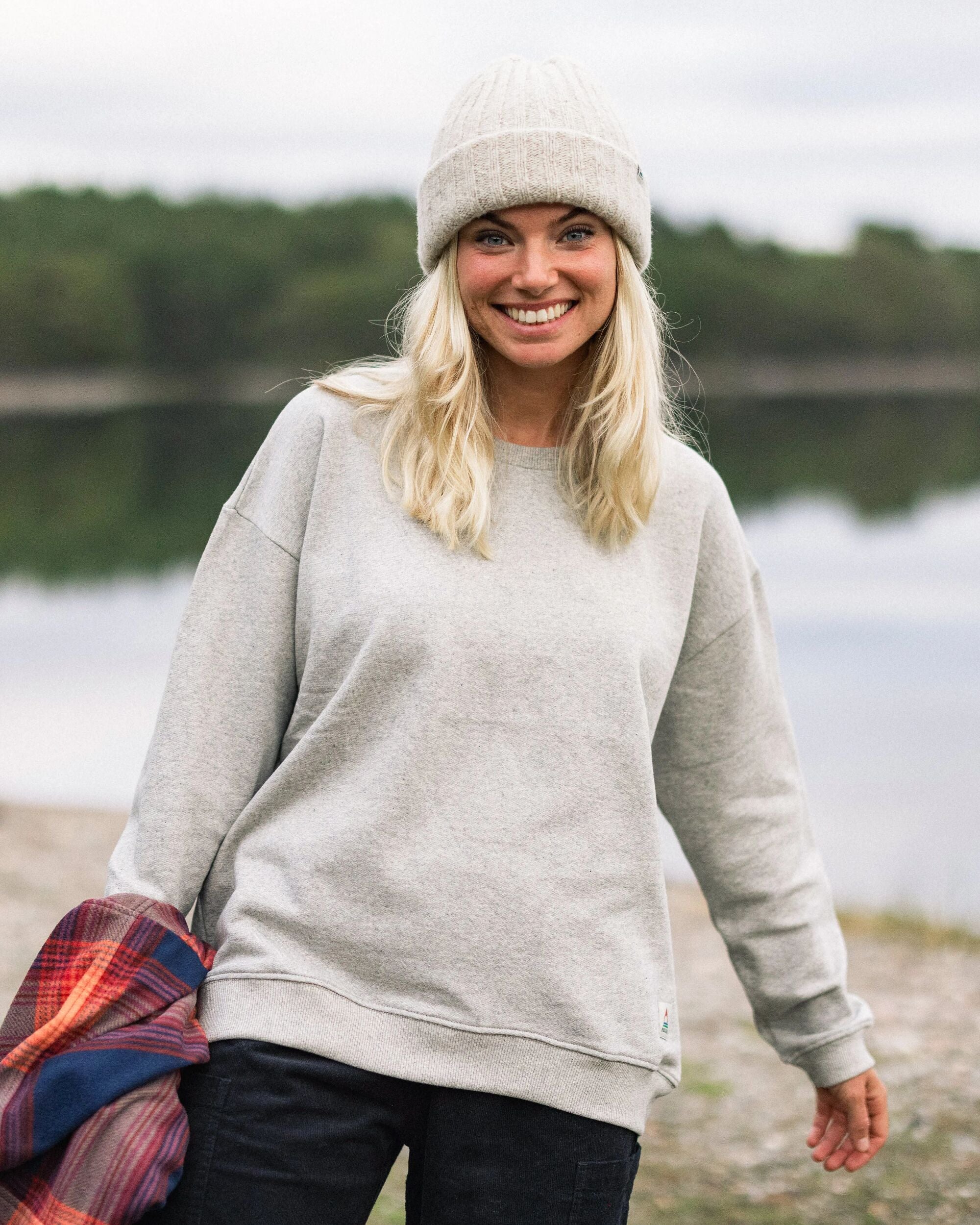 Heritage Recycled Cotton Oversized Sweatshirt - Mid Grey Marl - Lifestyle