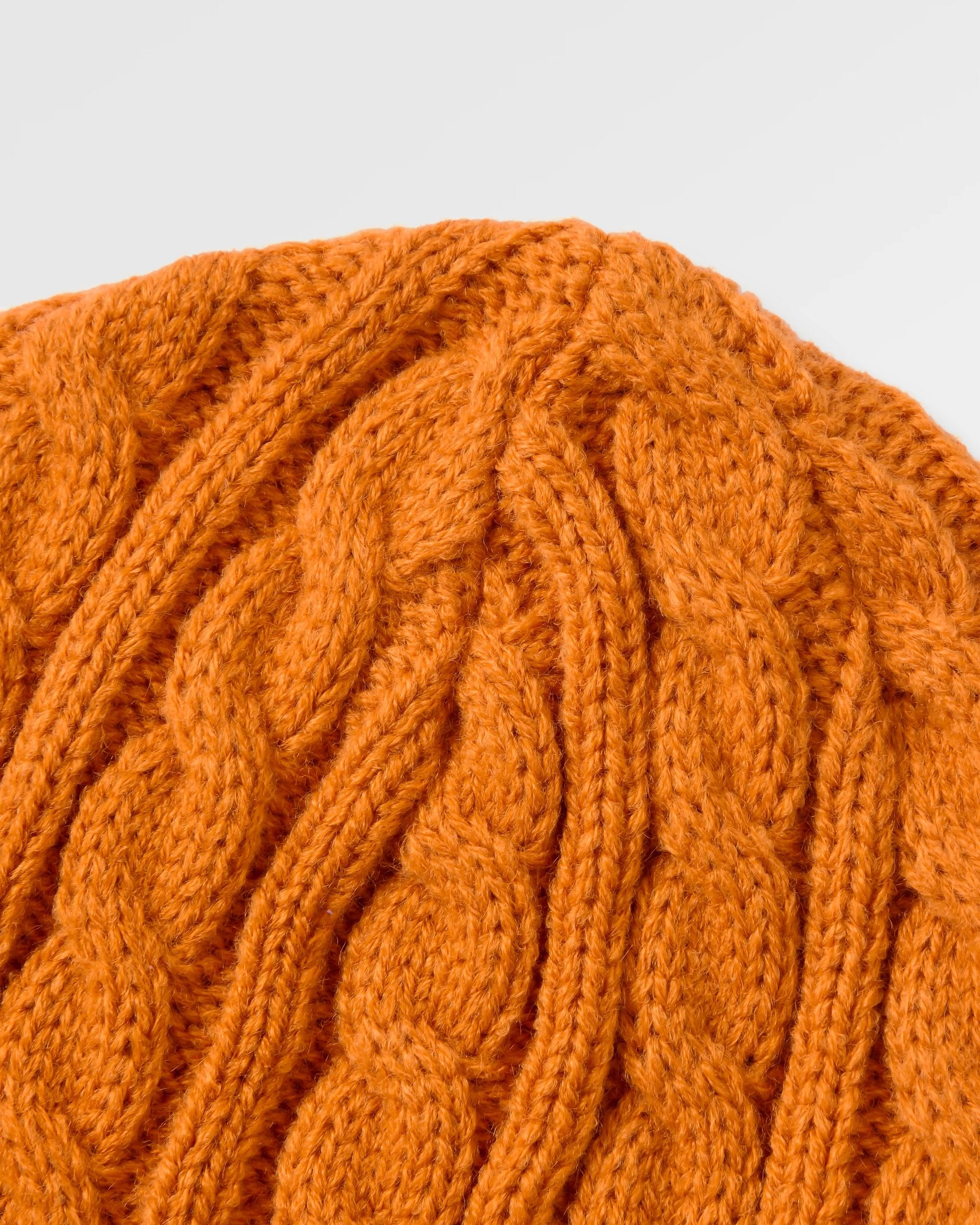 Fireside Recycled Cable Knit Beanie - Retro Orange - Flatlay