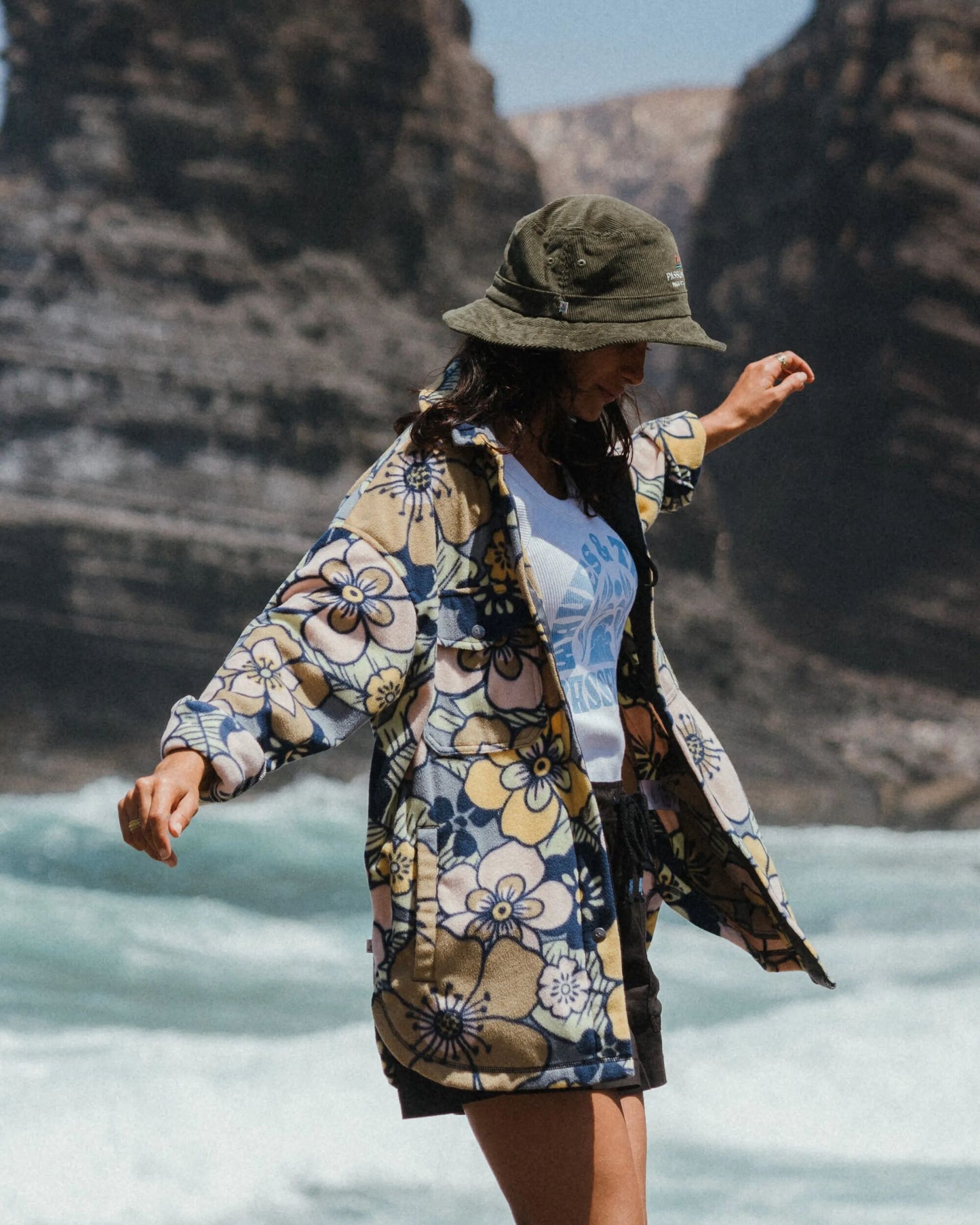 Womens_Forest Recycled Cord Bucket Hat - Khaki - Lifestyle