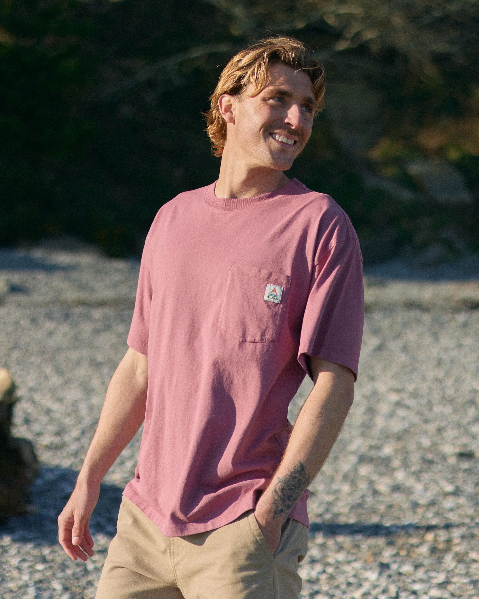 Heritage Recycled Relaxed Fit T-Shirt - Mauve Dusk - Lifestyle