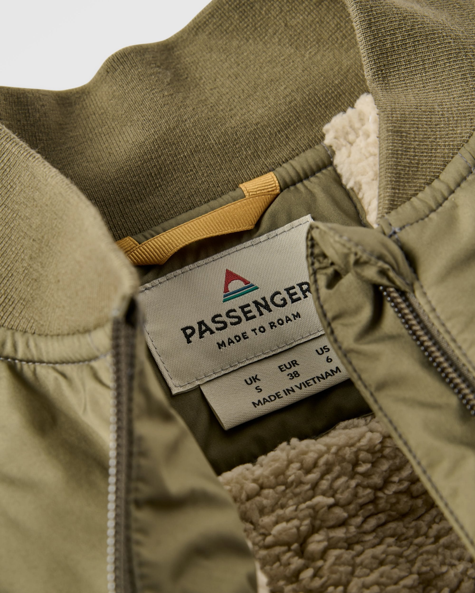 Lucia Sherpa Lined Bomber Jacket - Dusty Olive - Flatlay