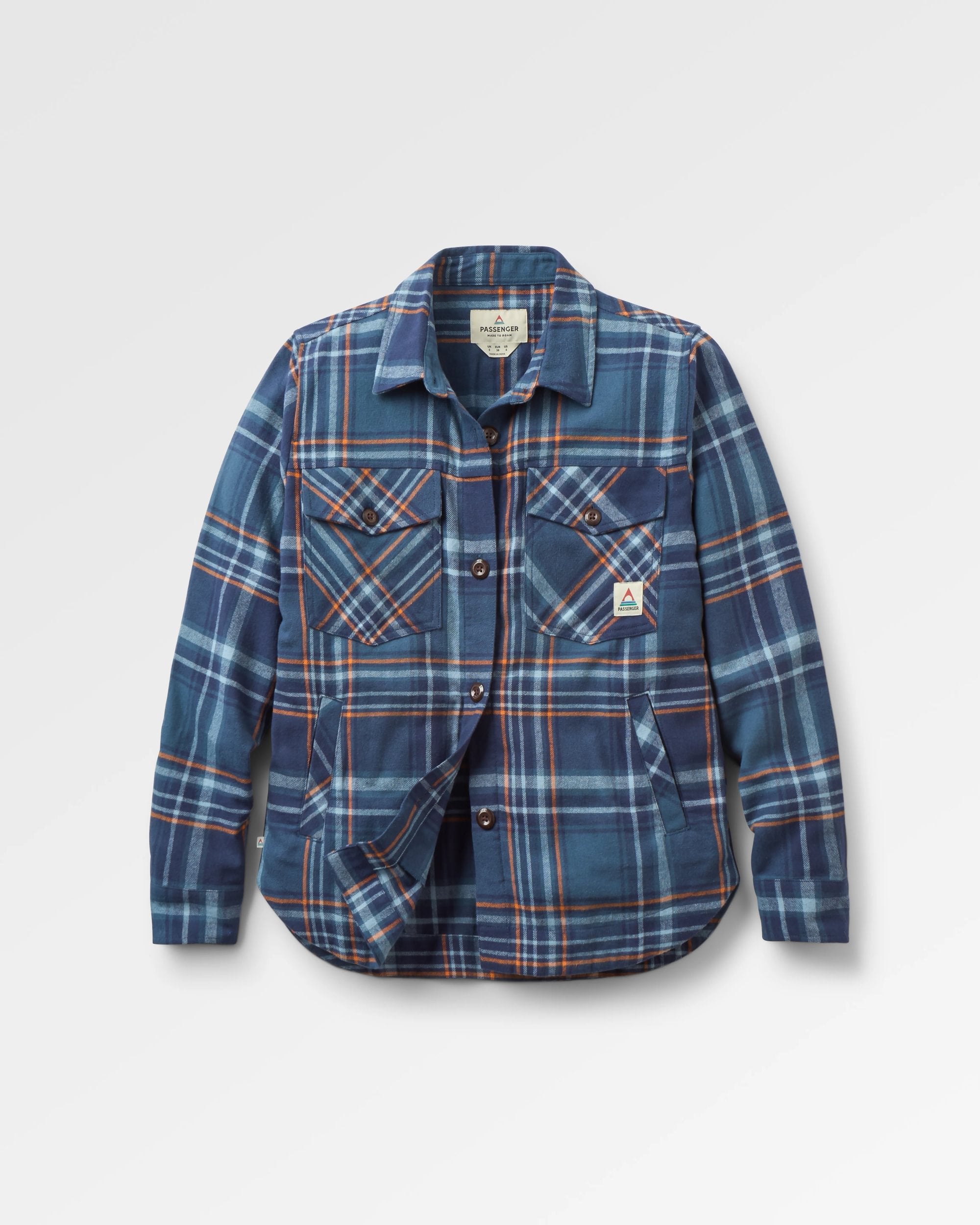 Stella Organic Cotton LS Shirt - Rich Navy/Faded Denim Check - Flatlay