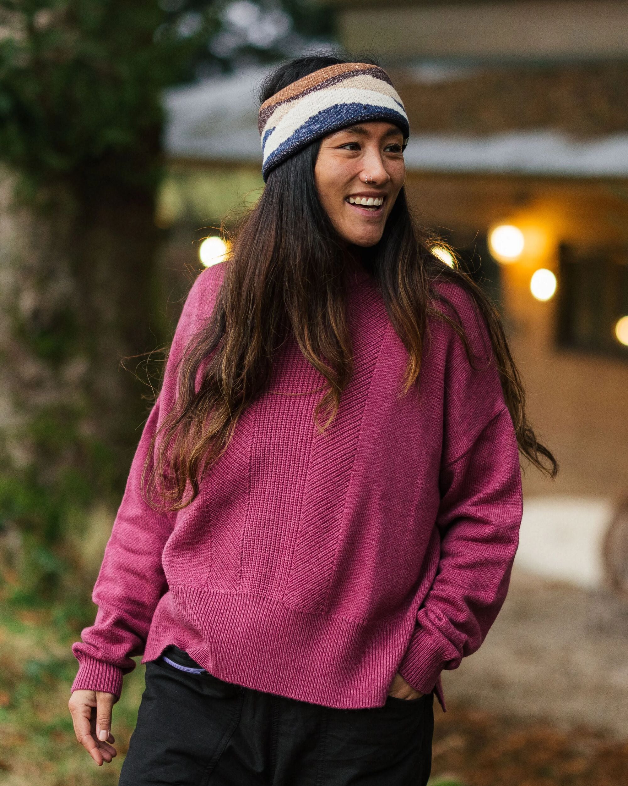 Hideout Oversized Recycled Knitted Jumper - Rhubarb - Lifestyle